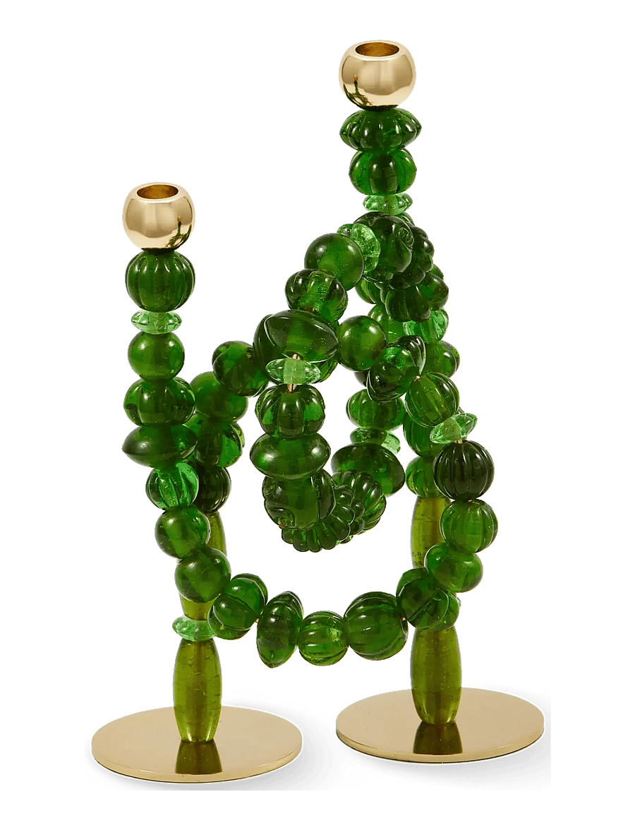 POLSPOTTEN - candle holder beads - kerzenständer - dark green - 1