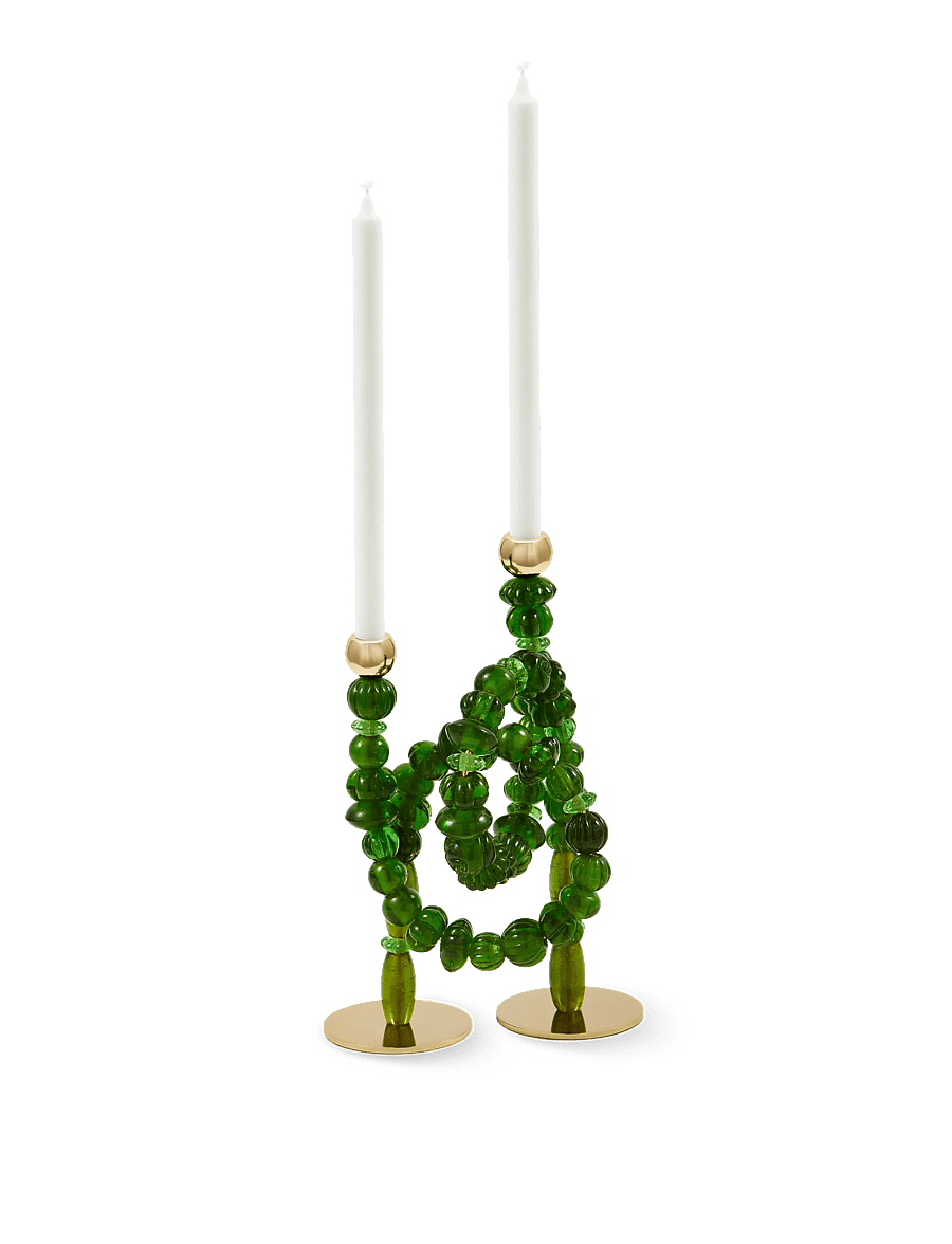 POLSPOTTEN - candle holder beads - kerzenständer - dark green - 0