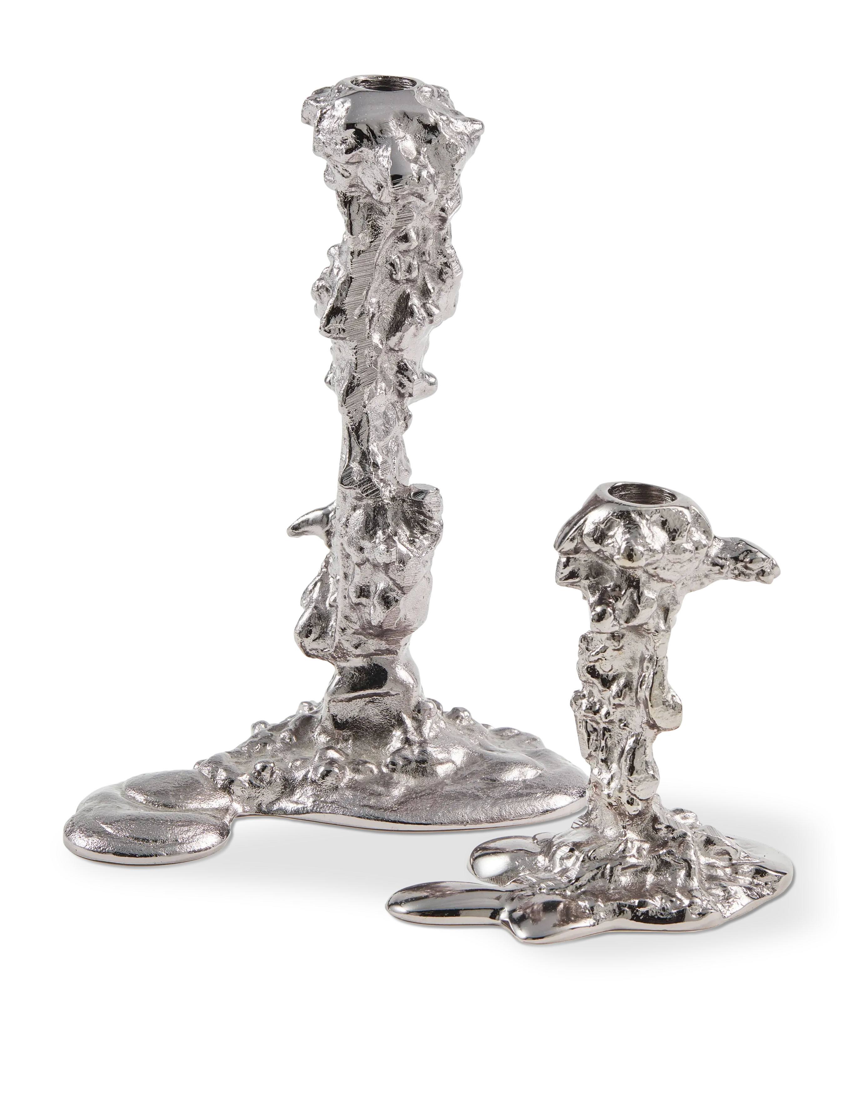 POLSPOTTEN Drip Candle Holder, L11X W18X H25 cm, Silver, Candle & Tealight Holders > Candle Holders, Unisex
