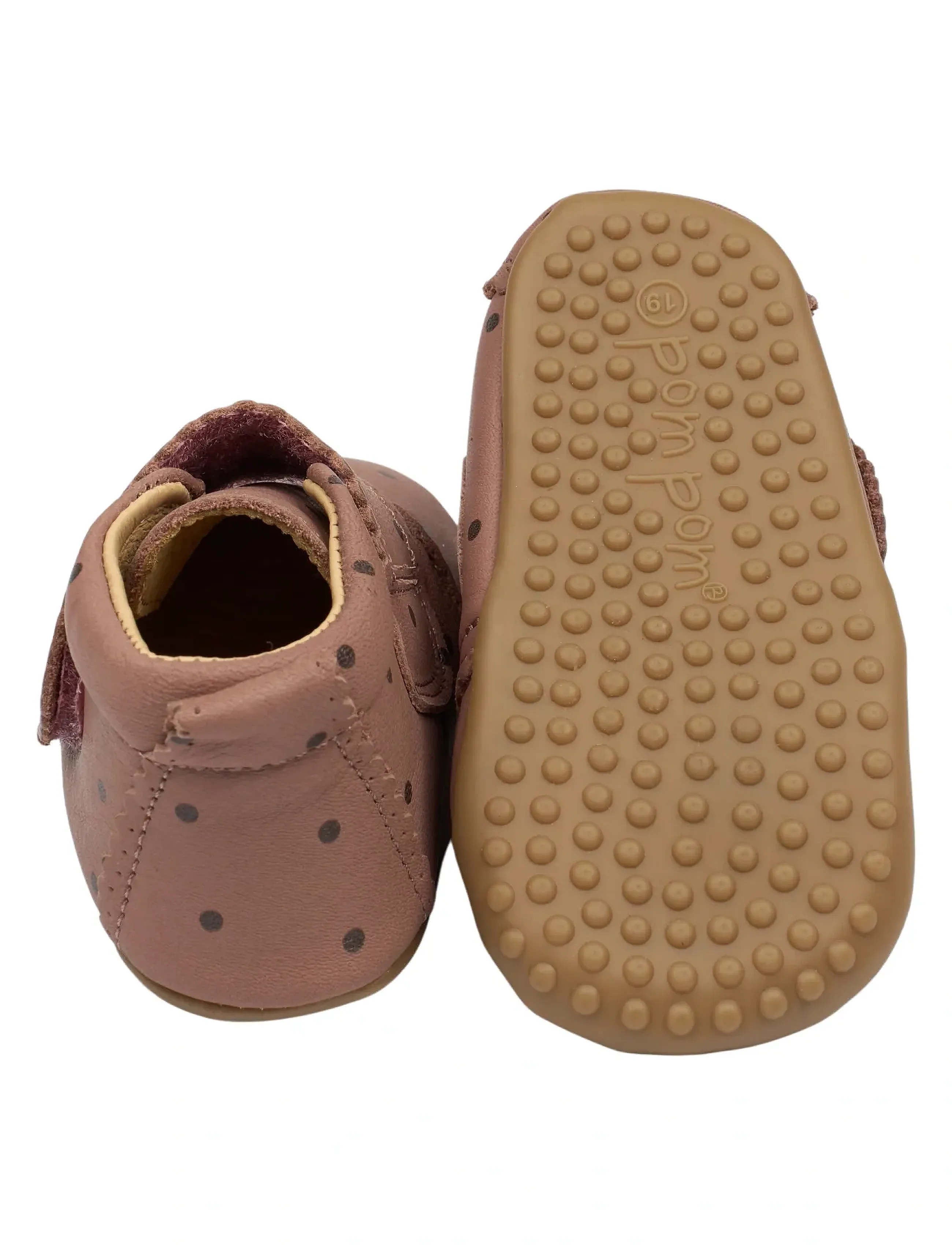 Pom Pom - Beginners Velcro Scallops - hjemmesko - vintage rose dot - 2