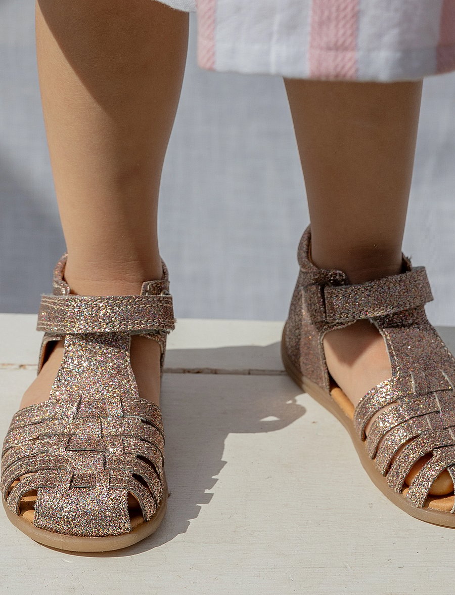 Pom Pom - Starters Velcro Braid Sandal - multi glitter - 4