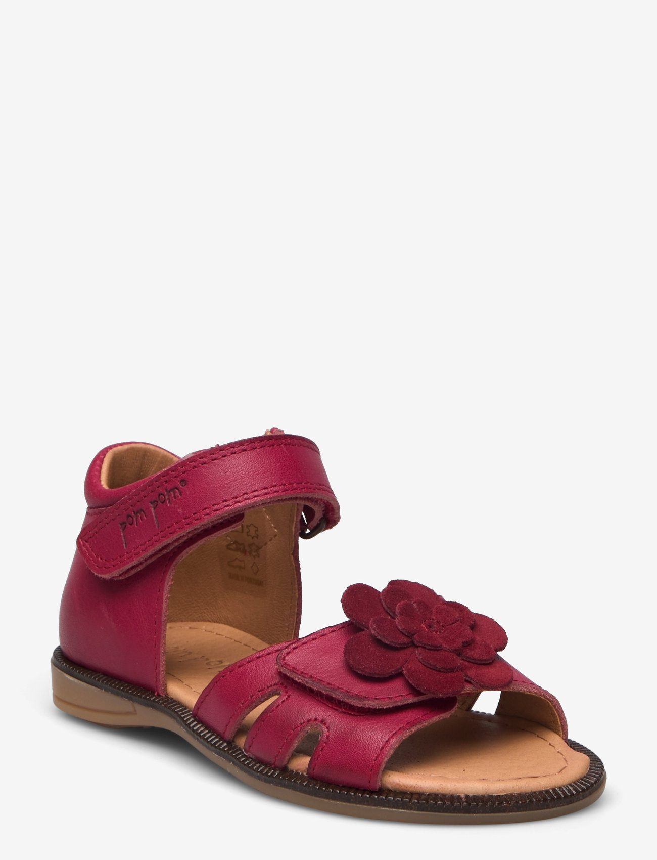 Pom Pom - Flower Velcro Sandal - dusty red - 0