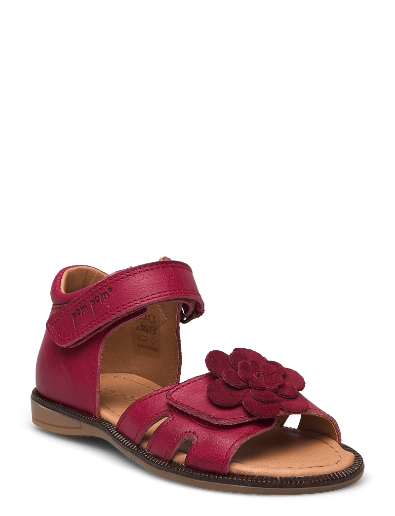 Pom Pom - Flower Velcro Sandal - dusty red - 0