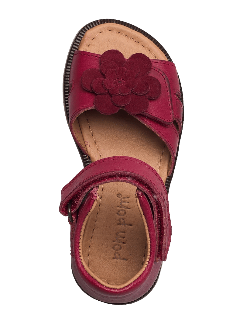 Pom Pom - Flower Velcro Sandal - dusty red - 3