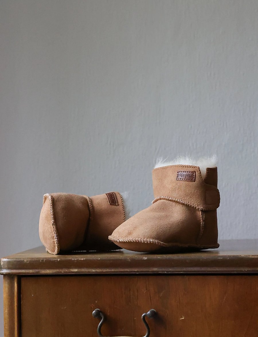 Pom Pom - Baby Boot Sheepskin - lära-gå-skor - camel - 5