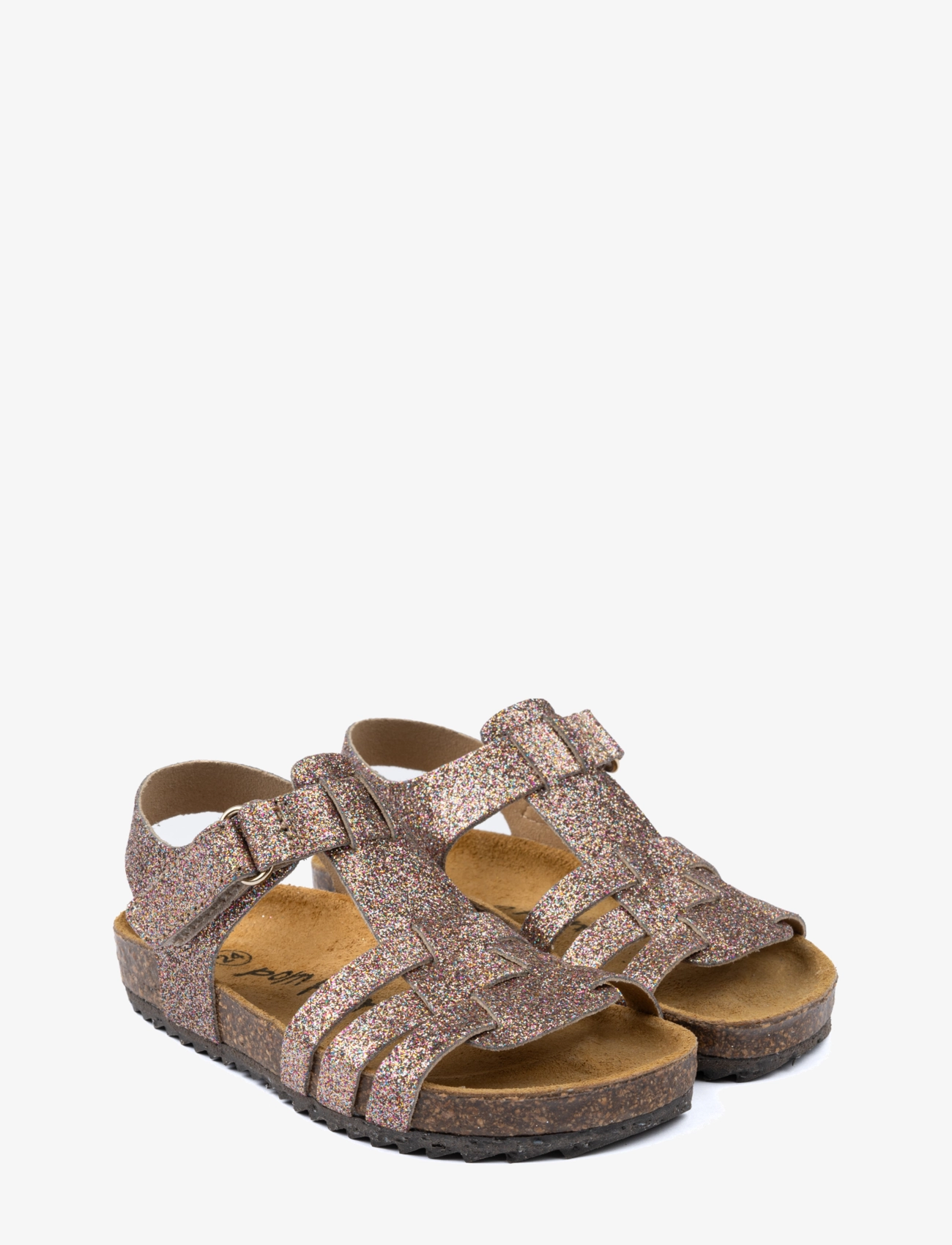 Pom Pom - Bio Velcro Braid Sandal - multi glitter - 1