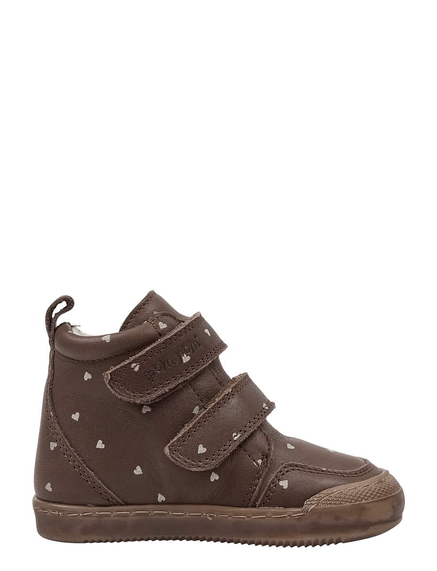 Pom Pom - PMPru Sneaker Wool Boot AOP - høje sneakers - dark brown heart aop - 1