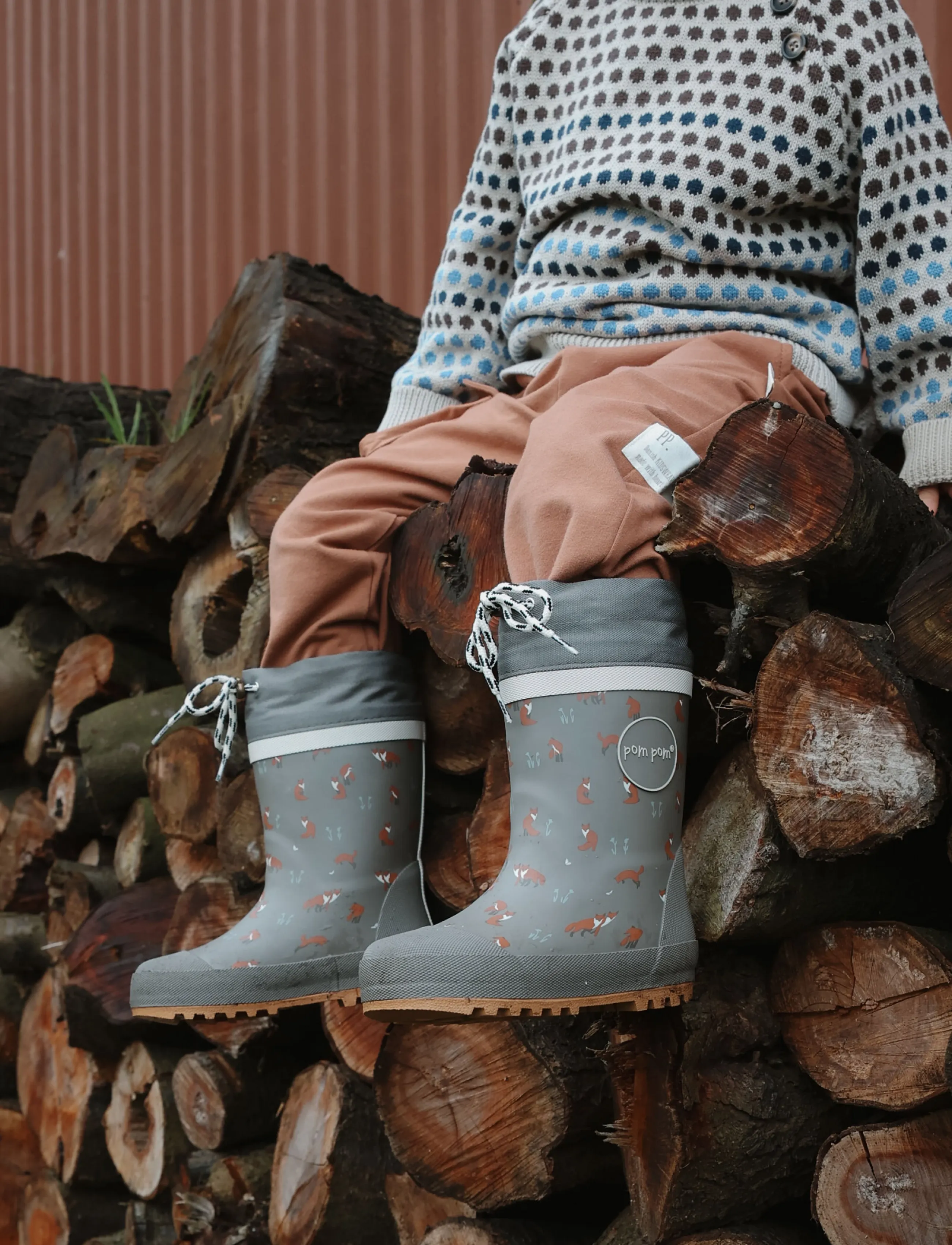 Pom Pom - Brynn GumBoots Thermo AOP - bungee cord fox aop - 0