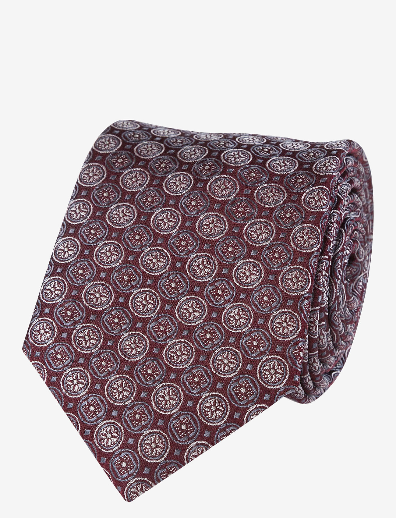 Portia 1924 - Geometric Pattern Silk Tie - laveste priser - burgundy - 0