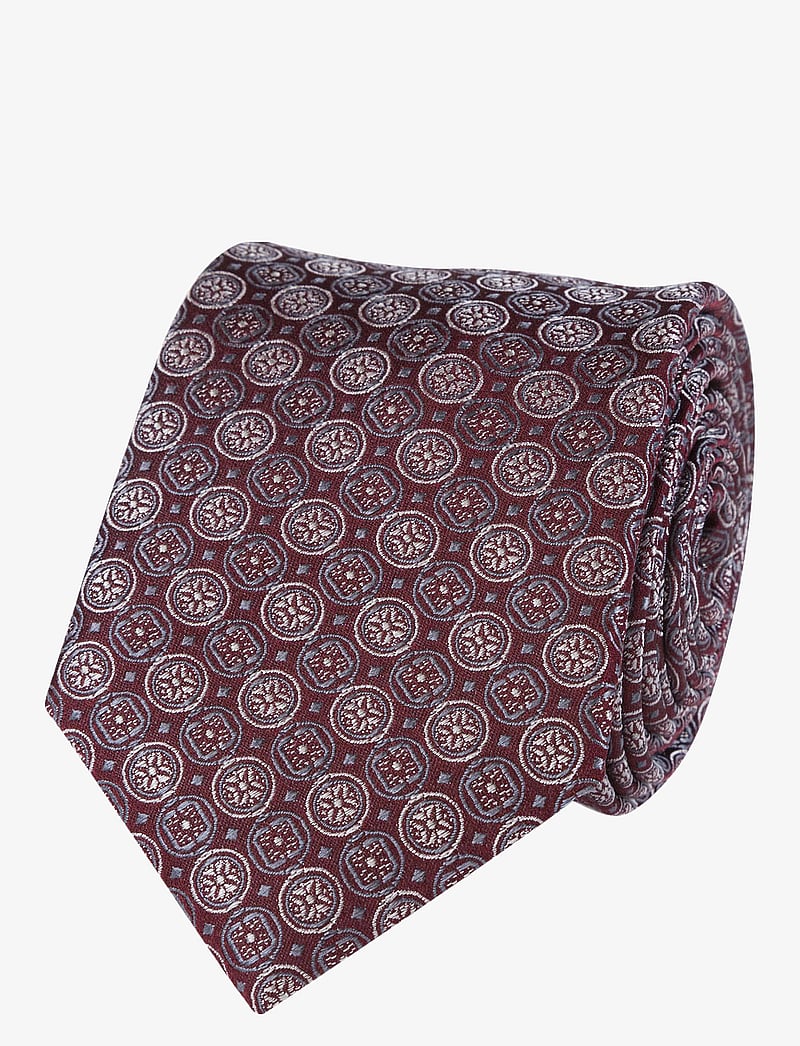 Portia 1924 - Geometric Pattern Silk Tie - lipsud - burgundy - 0