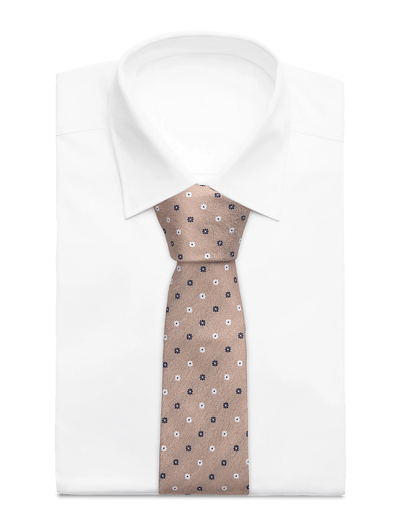 Portia 1924 - Floral Tie & Pocket Square Set - lommeklude - beige - 1