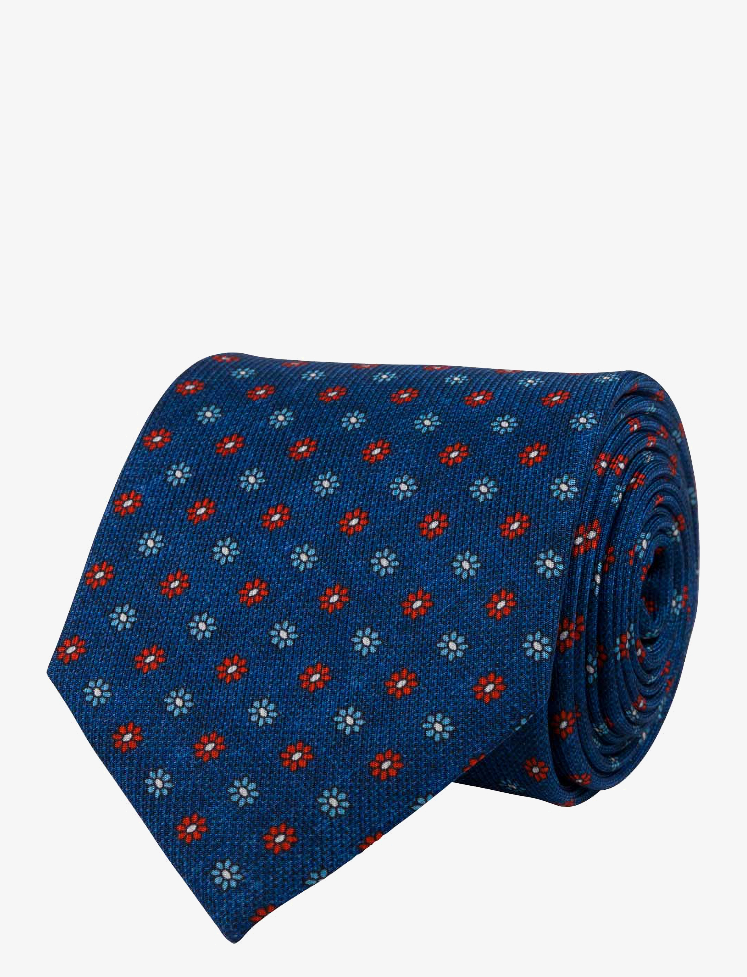 Portia 1924 Pattern Silk Tie, One Size, Blue, Tilbehør > Slips, Herre