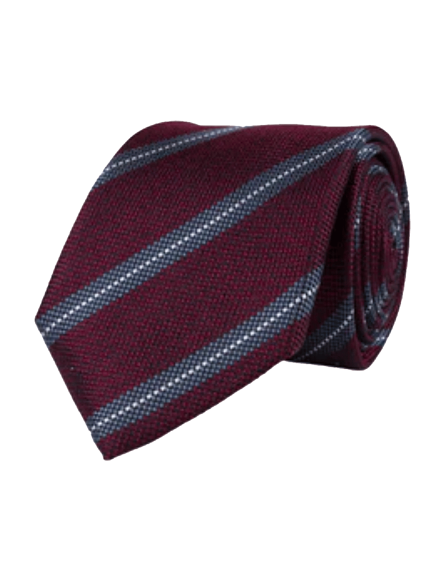 Portia 1924 - Regimental Silk Tie - stropdassen - burgundy - 0