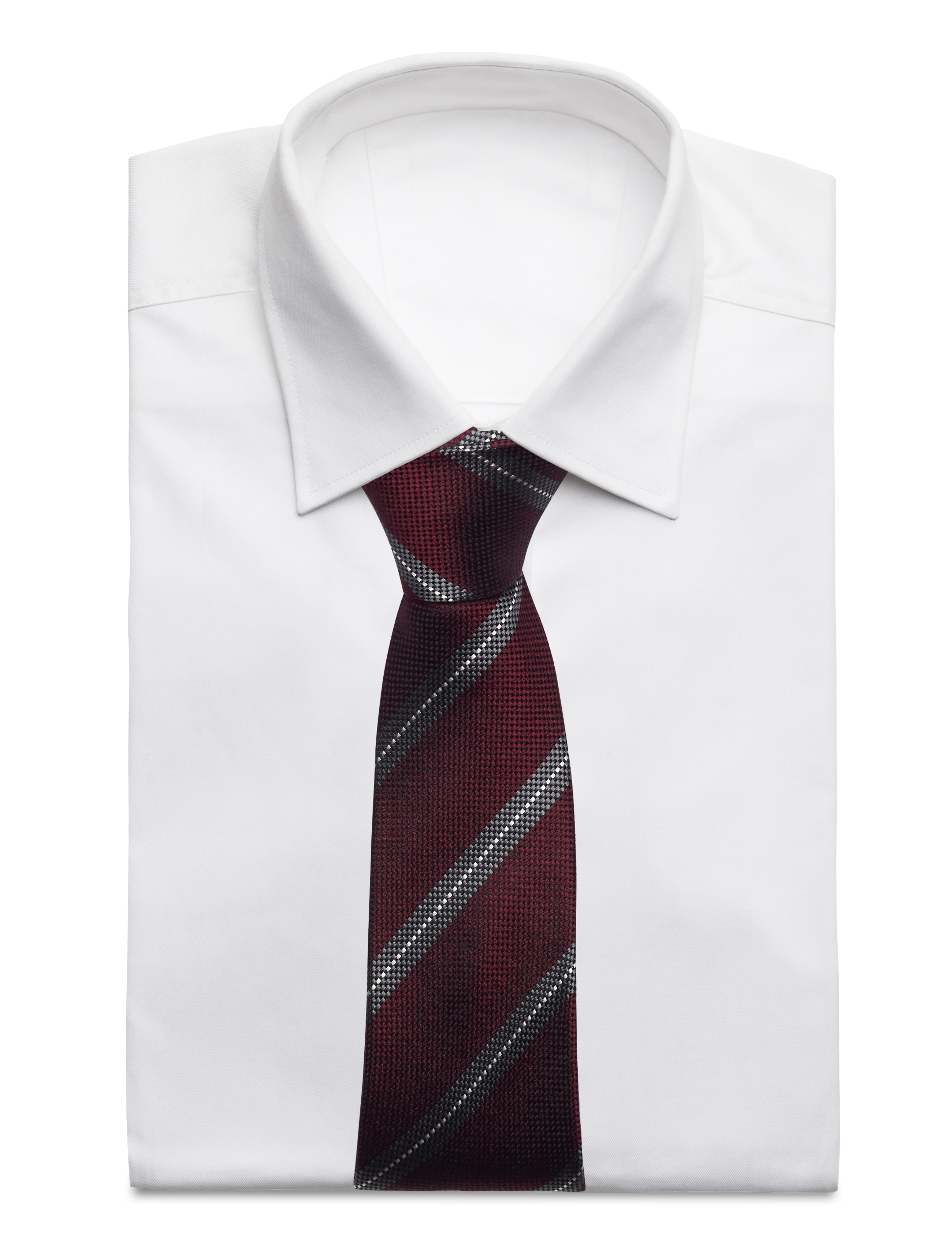 Portia 1924 - Regimental Silk Tie - stropdassen - burgundy - 3