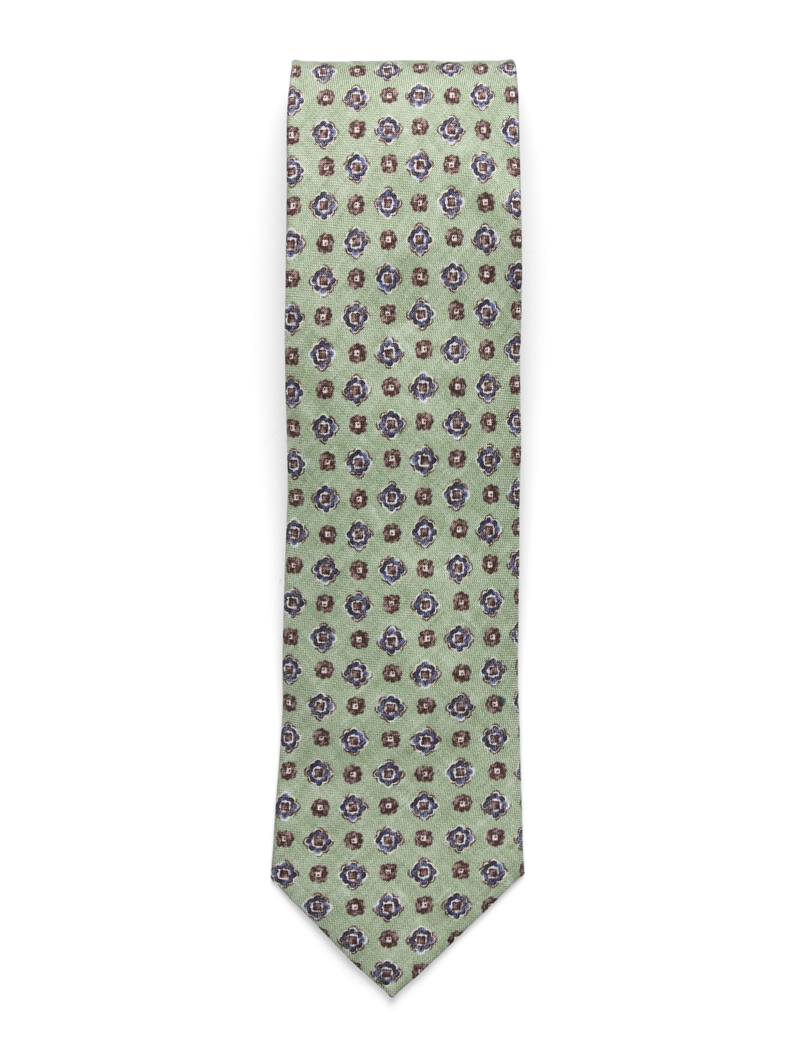 Portia 1924 Pattern Silk Tie, One Size, Green, Tilbehør > Slips, Herre