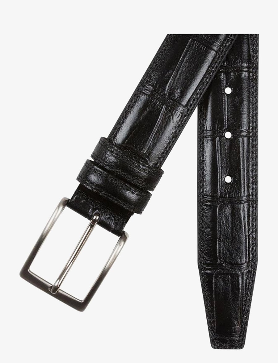 Portia 1924 - Croco Leather Belt - klassische gürtel - black - 0