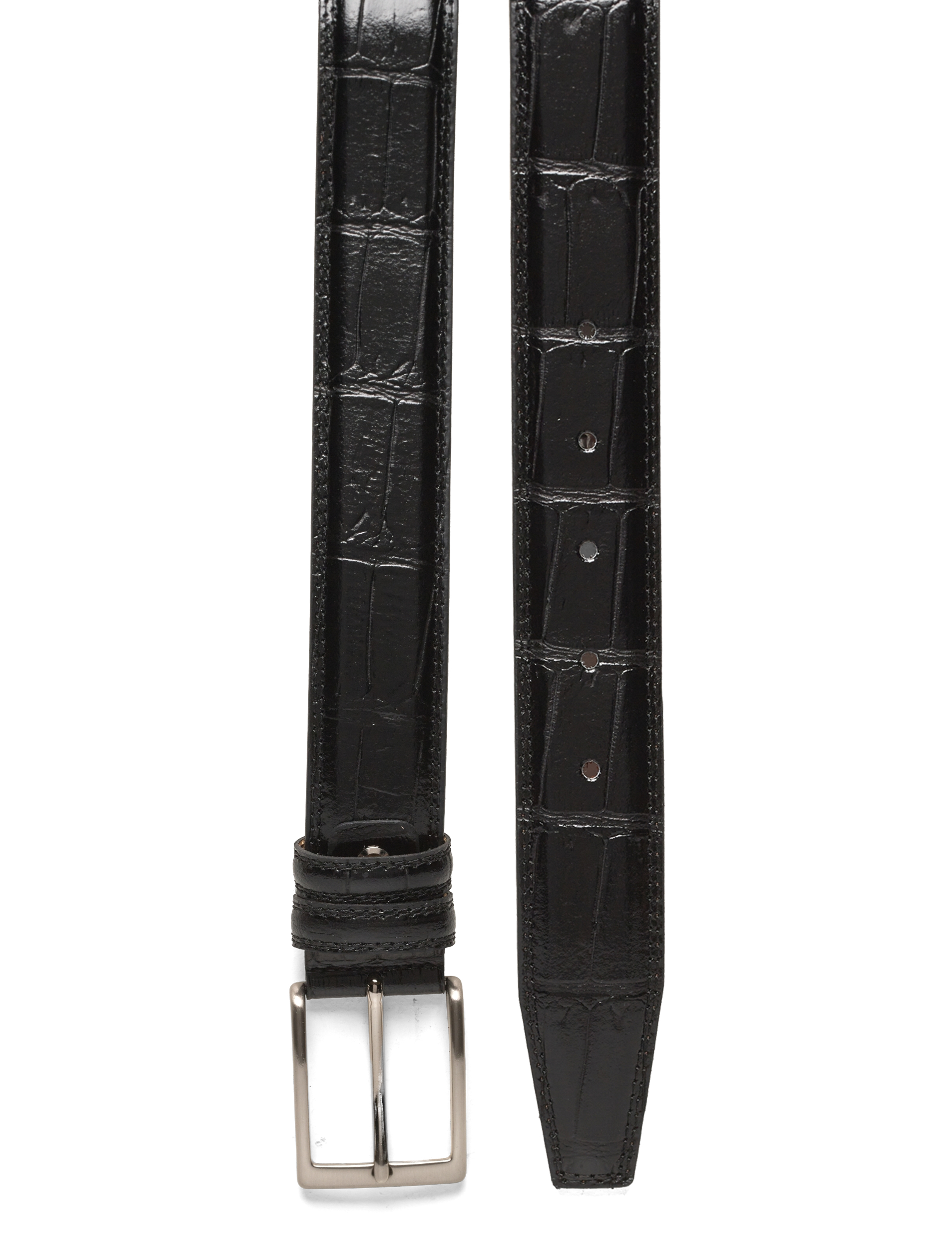 Portia 1924 - Croco Leather Belt - klassisch gürtel - black - 1