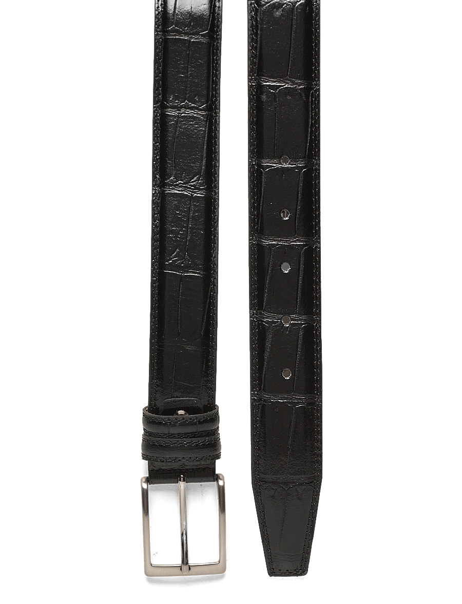 Portia 1924 - Croco Leather Belt - klassische gürtel - black - 1