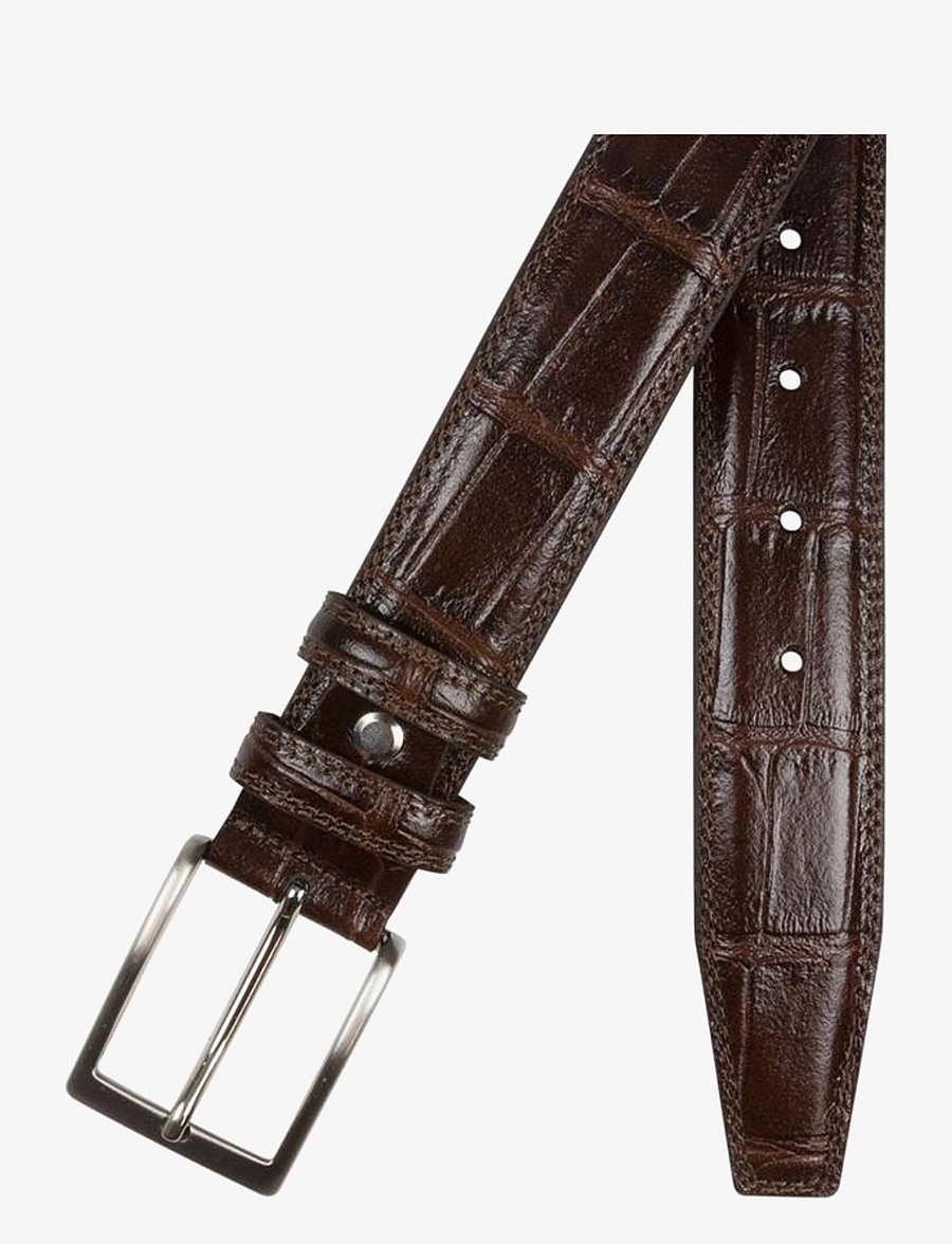 Portia 1924 - Croco Leather Belt - classic belts - brown - 0