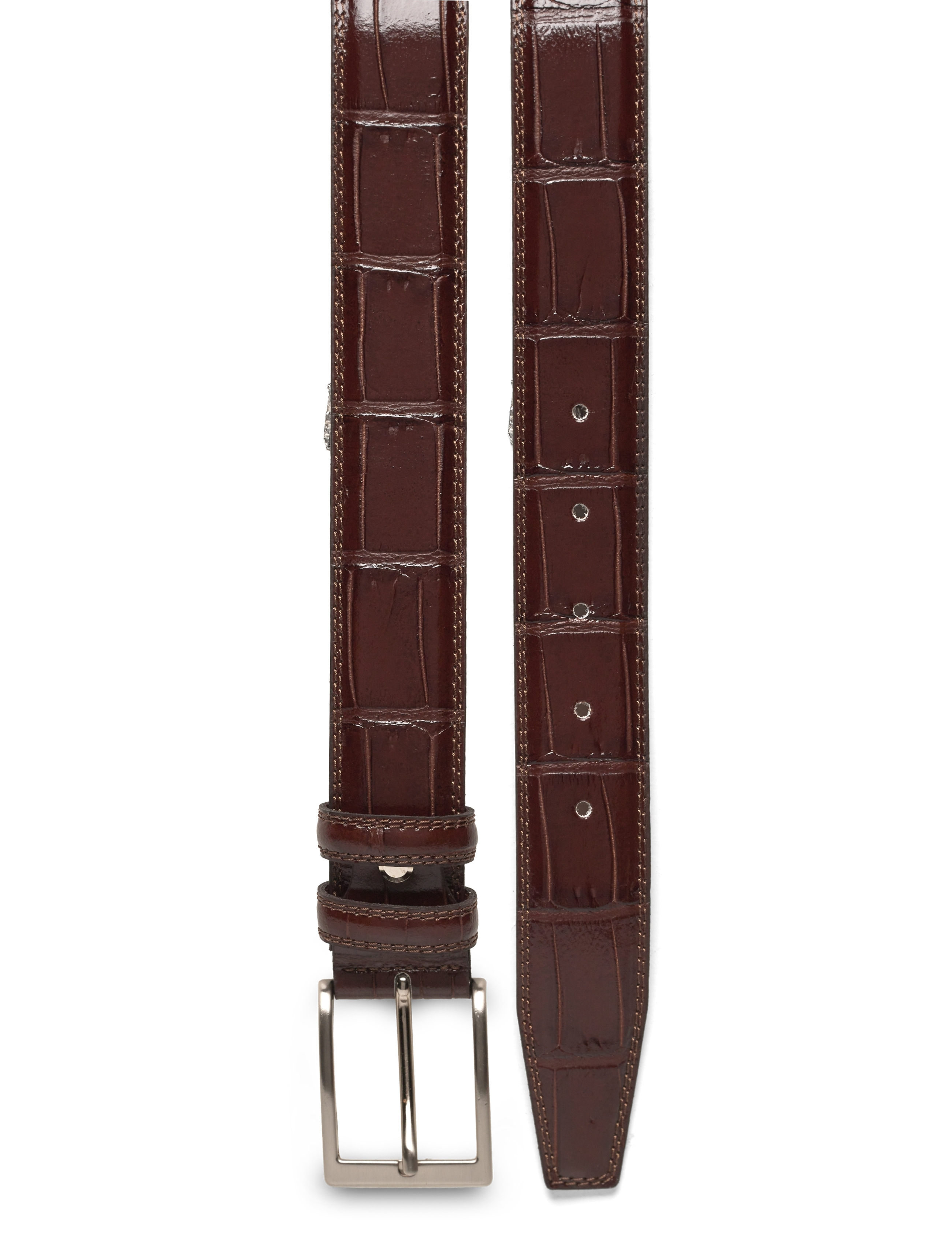 Portia 1924 - Croco Leather Belt - klassisch gürtel - brown - 1