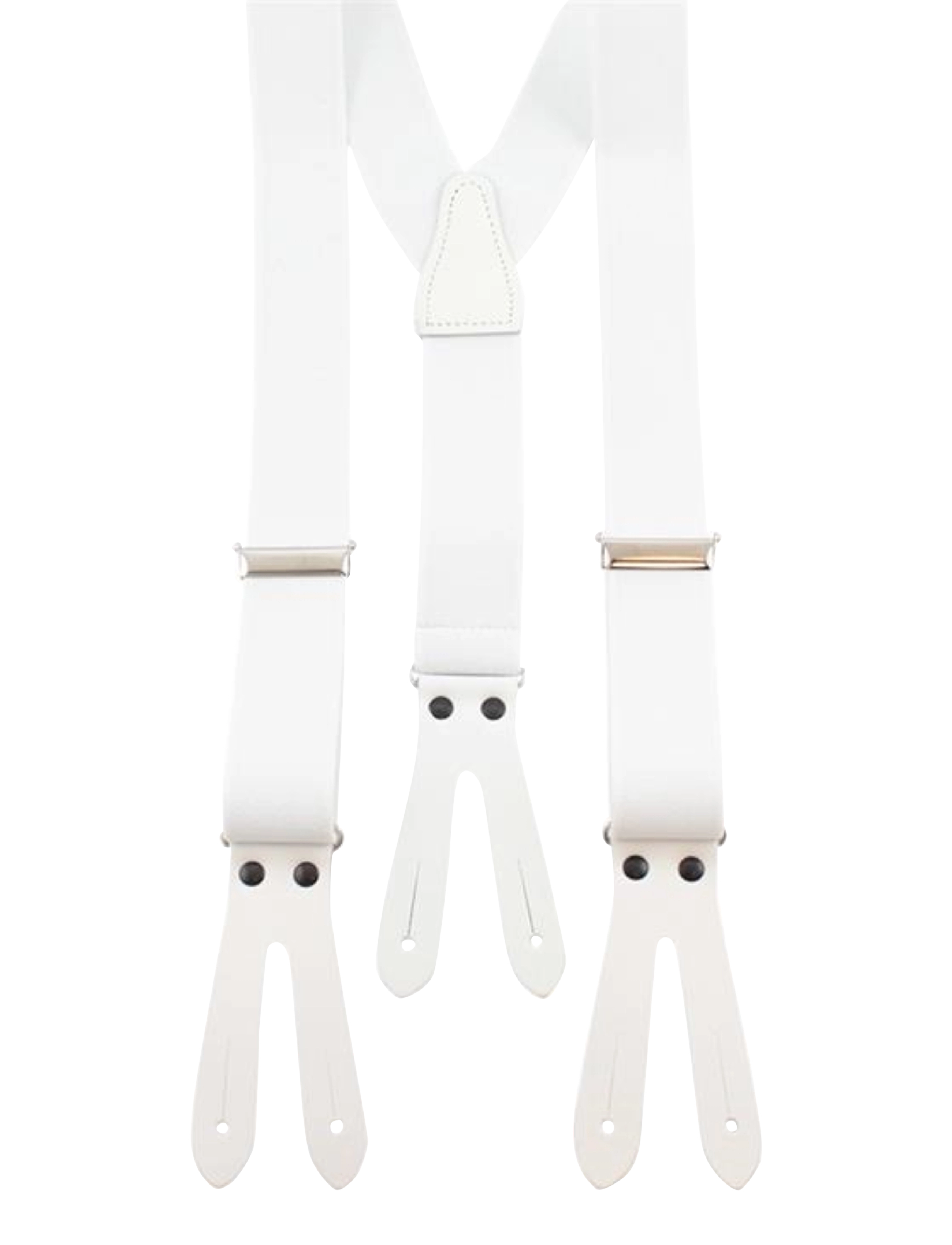 Portia 1924 Solid Suspenders Leather Ends, One Size, White, Tilbehør > Strømpebånd, Herre