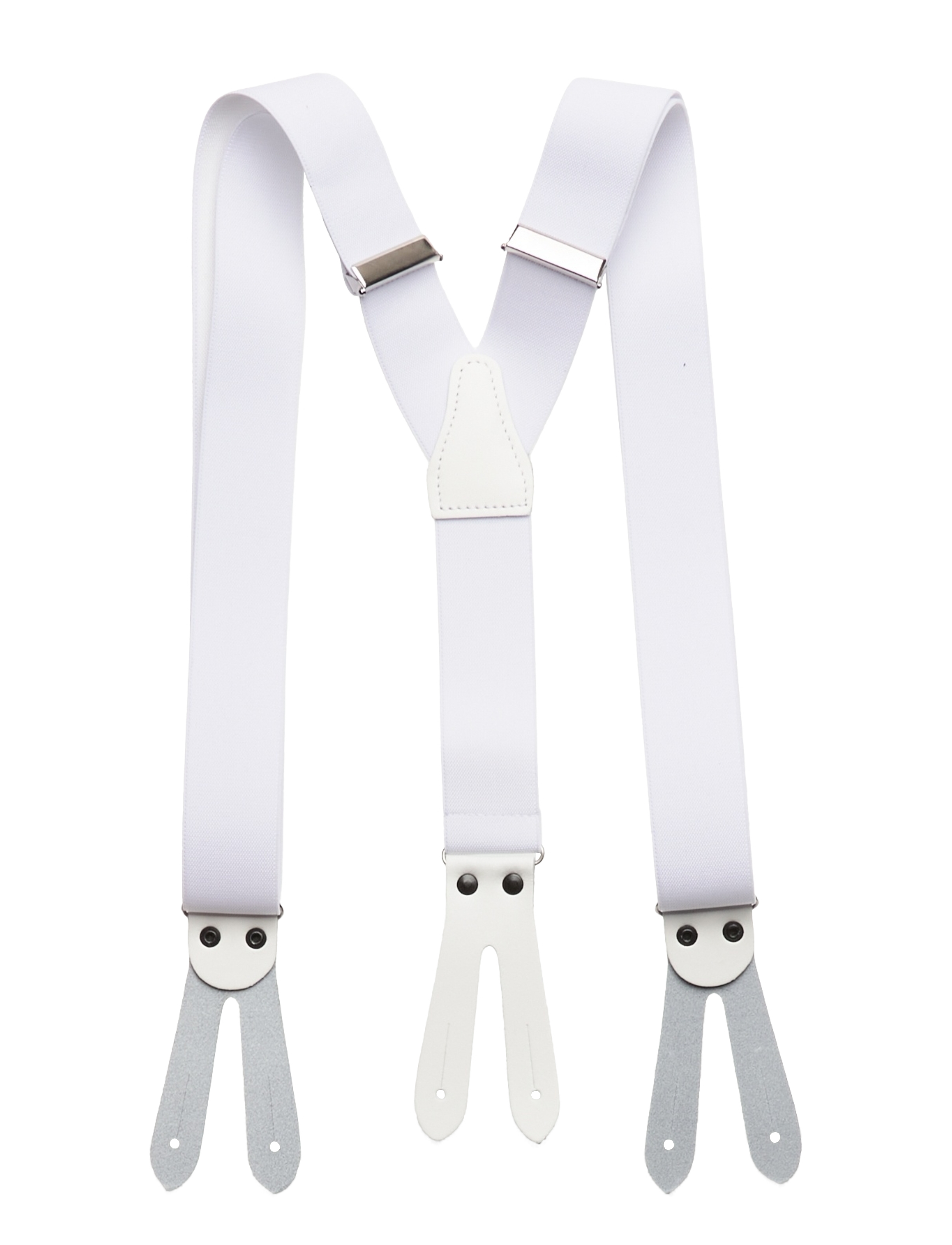 Portia 1924 - Solid Suspenders Leather Ends - hosenträger - white - 1