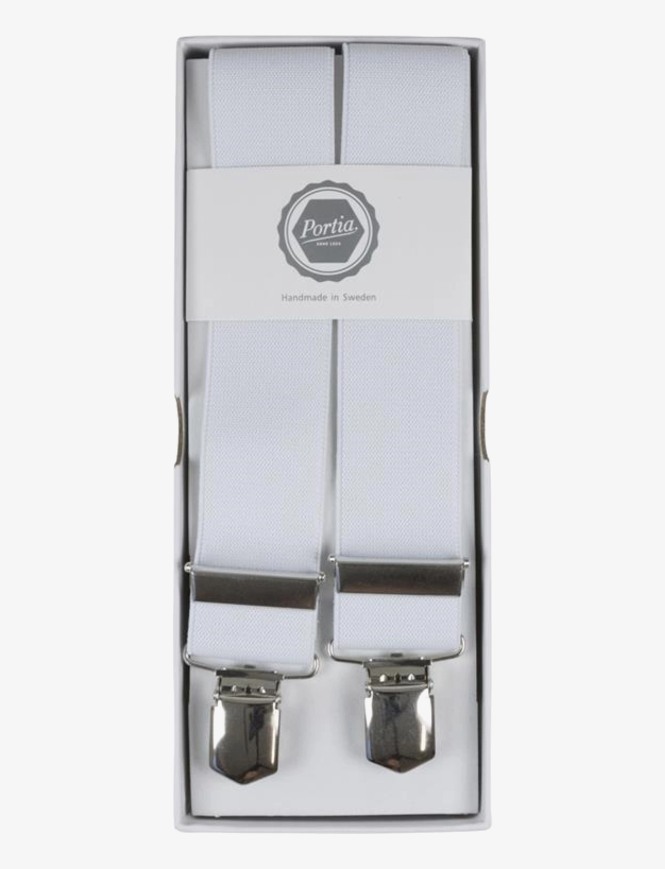 Portia 1924 Solid Suspenders, Mænd, Seler, Hvid, Str: ONE SIZE