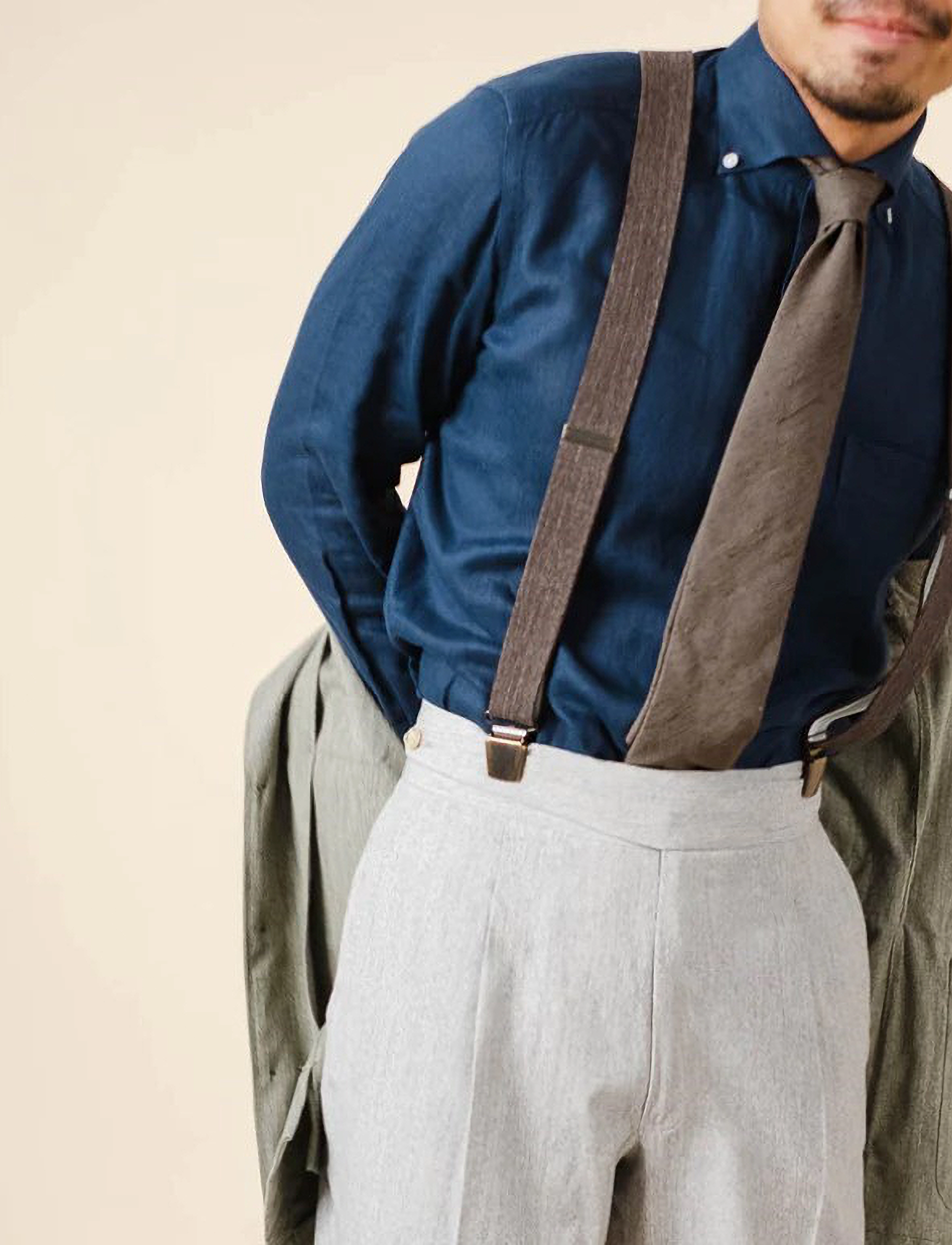 Portia 1924 Melange Suspenders, One Size, Brown, Tilbehør > Strømpebånd, Herre