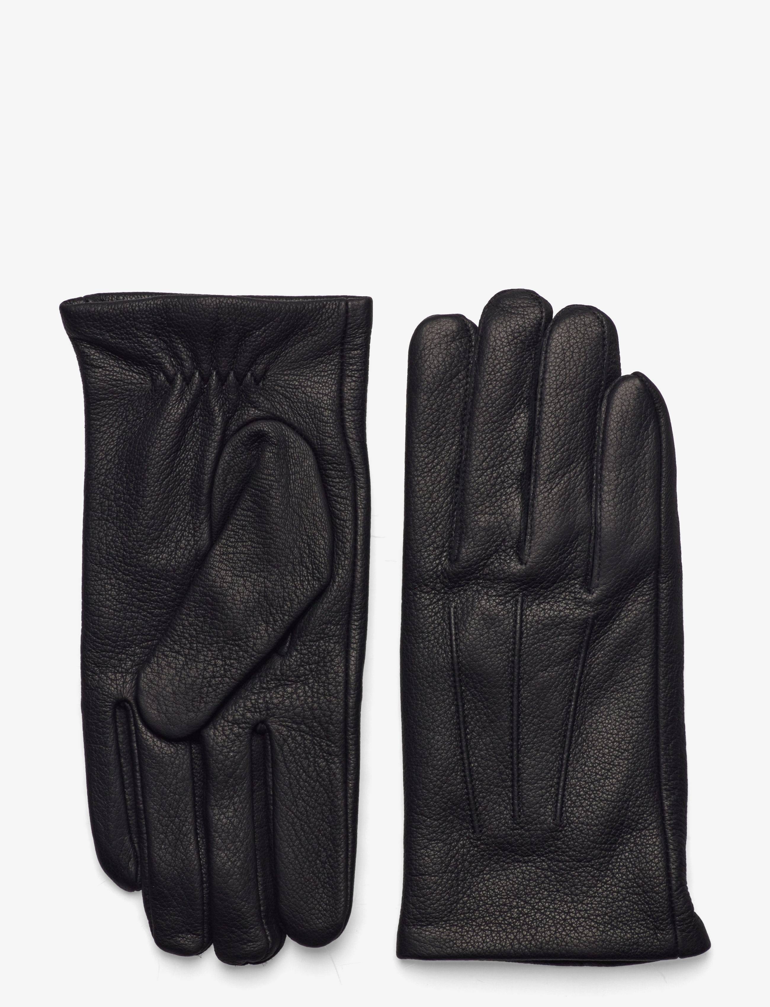 Brown Leather Gloves - BLACK