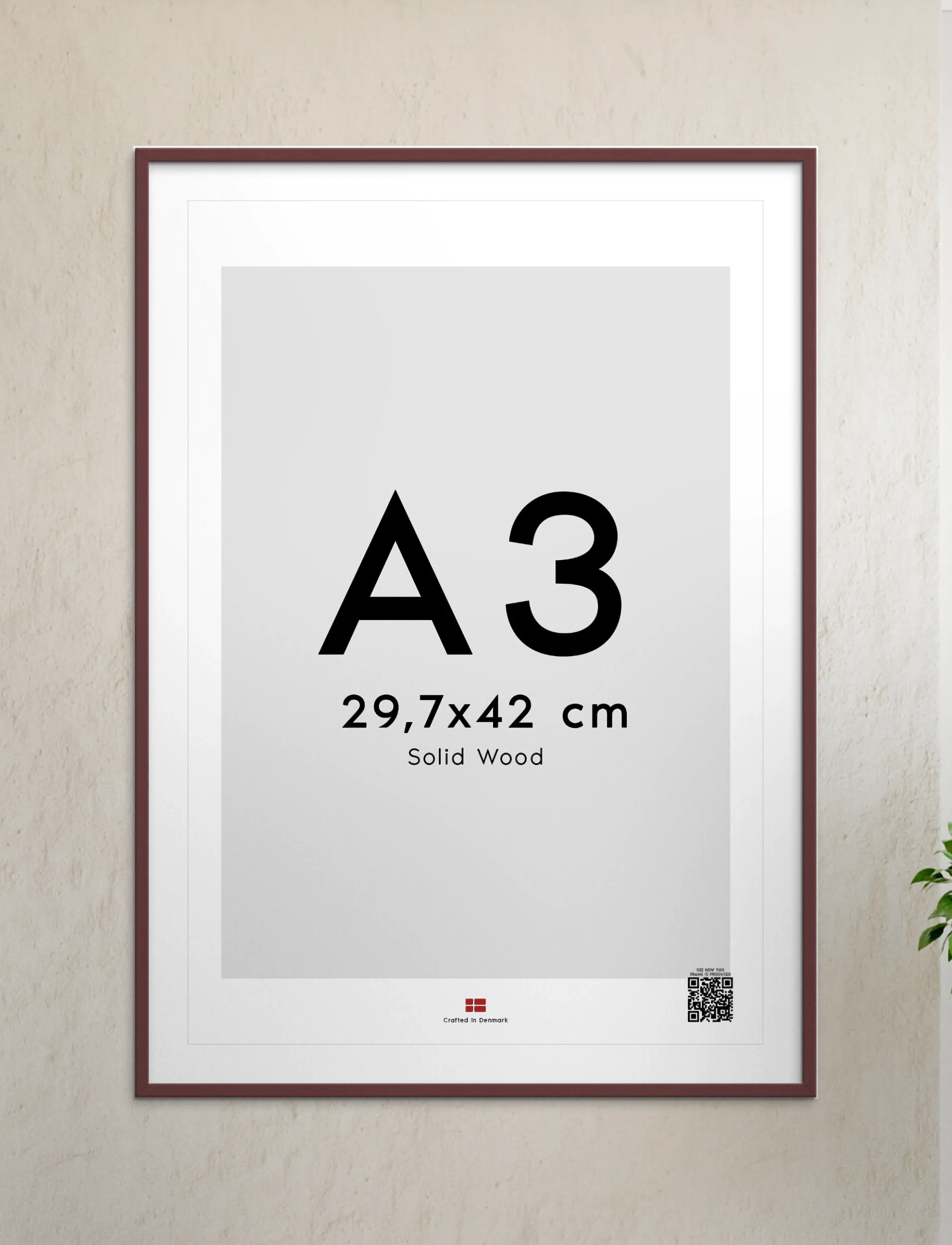 Poster & Frame Plum Wood Frame, A3, Decoration, Burgunderrot - Frames, Homeware