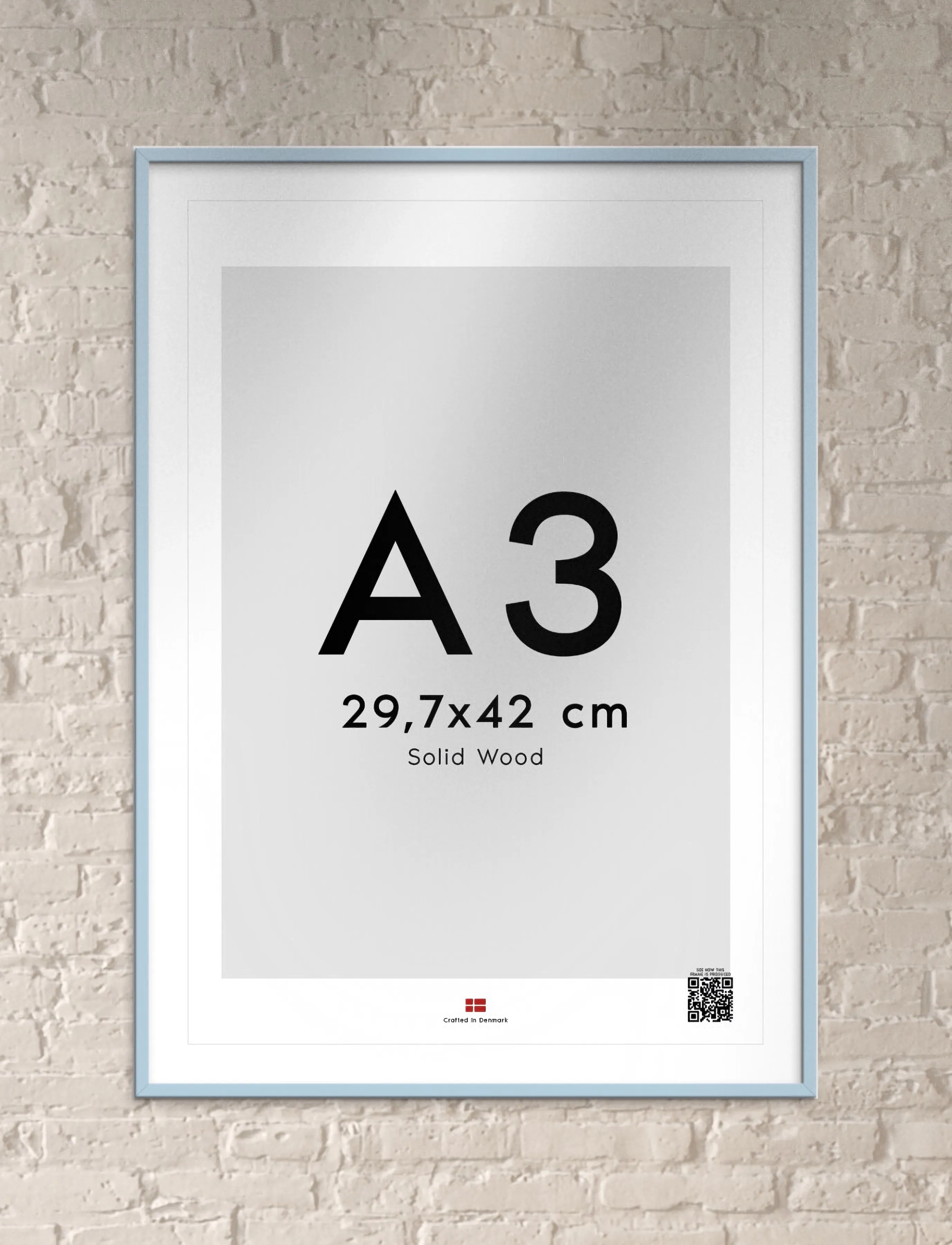 Poster & Frame Sky Blue Wood Frame, A3, Decoration, Blau - Frames, Homeware