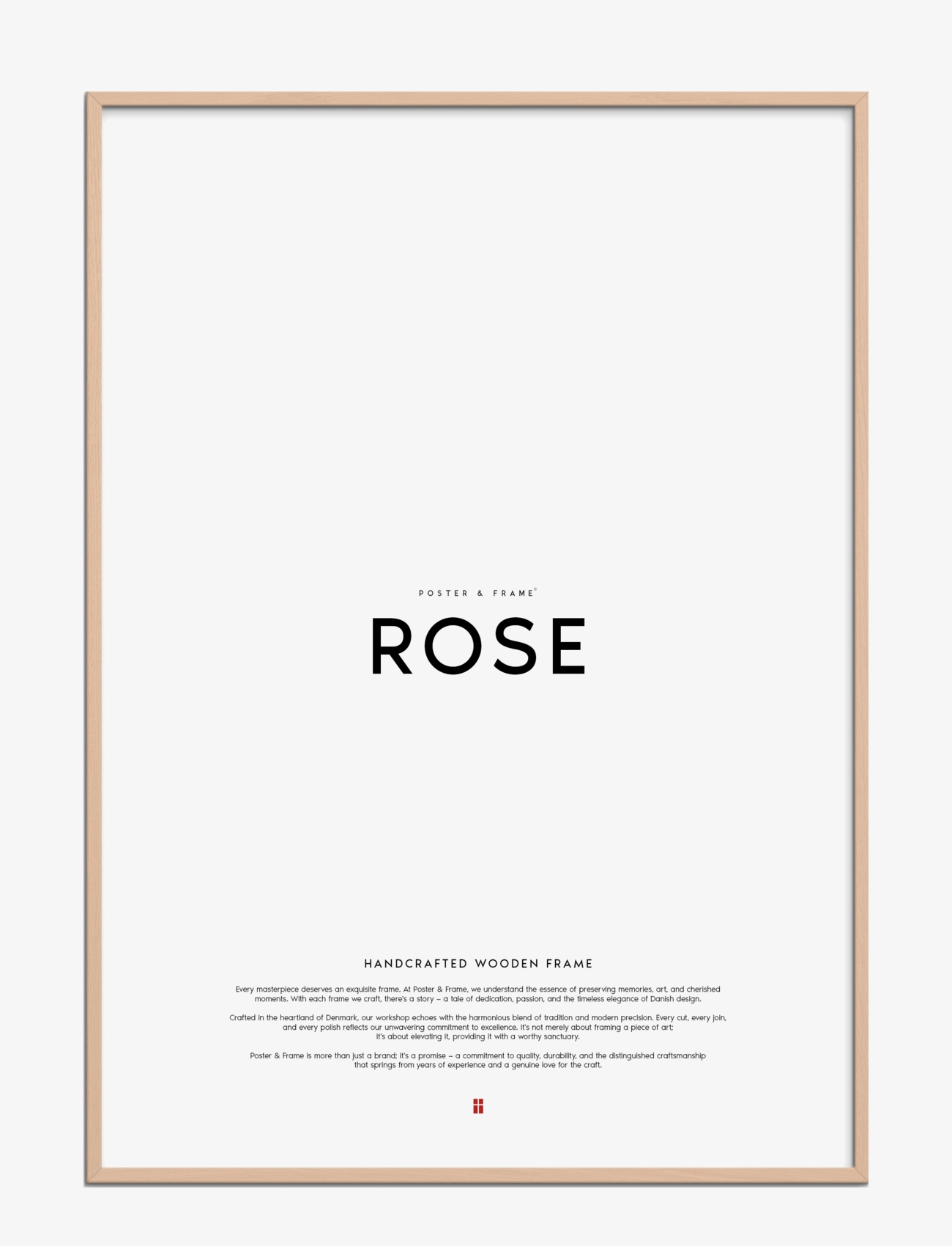 Poster & Frame Rose Wood Frame, Ramme, Pink, Str: A4