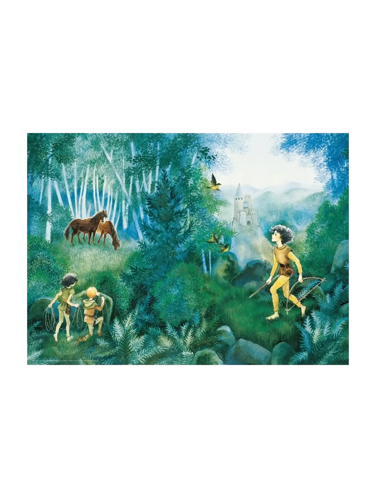 Poster & Frame Astrid Lindgren - Adventure - Ronja The Robbers Daughter - Kids home - BLUE / green