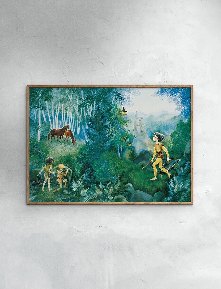 Poster & Frame - Astrid Lindgren - Adventure - Ronja The Robbers Daughter - märchen - blue - 0