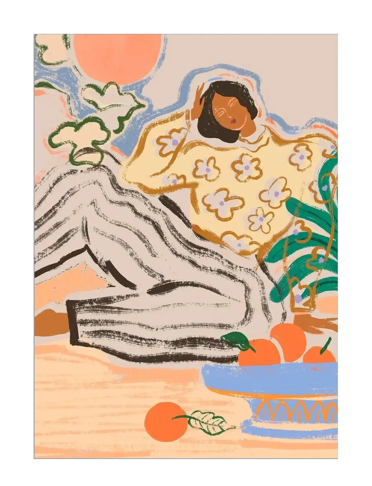 Poster & Frame Arty Guava Lazy Days, Illustrations, Multi/mønstret, Str: 50X70CM