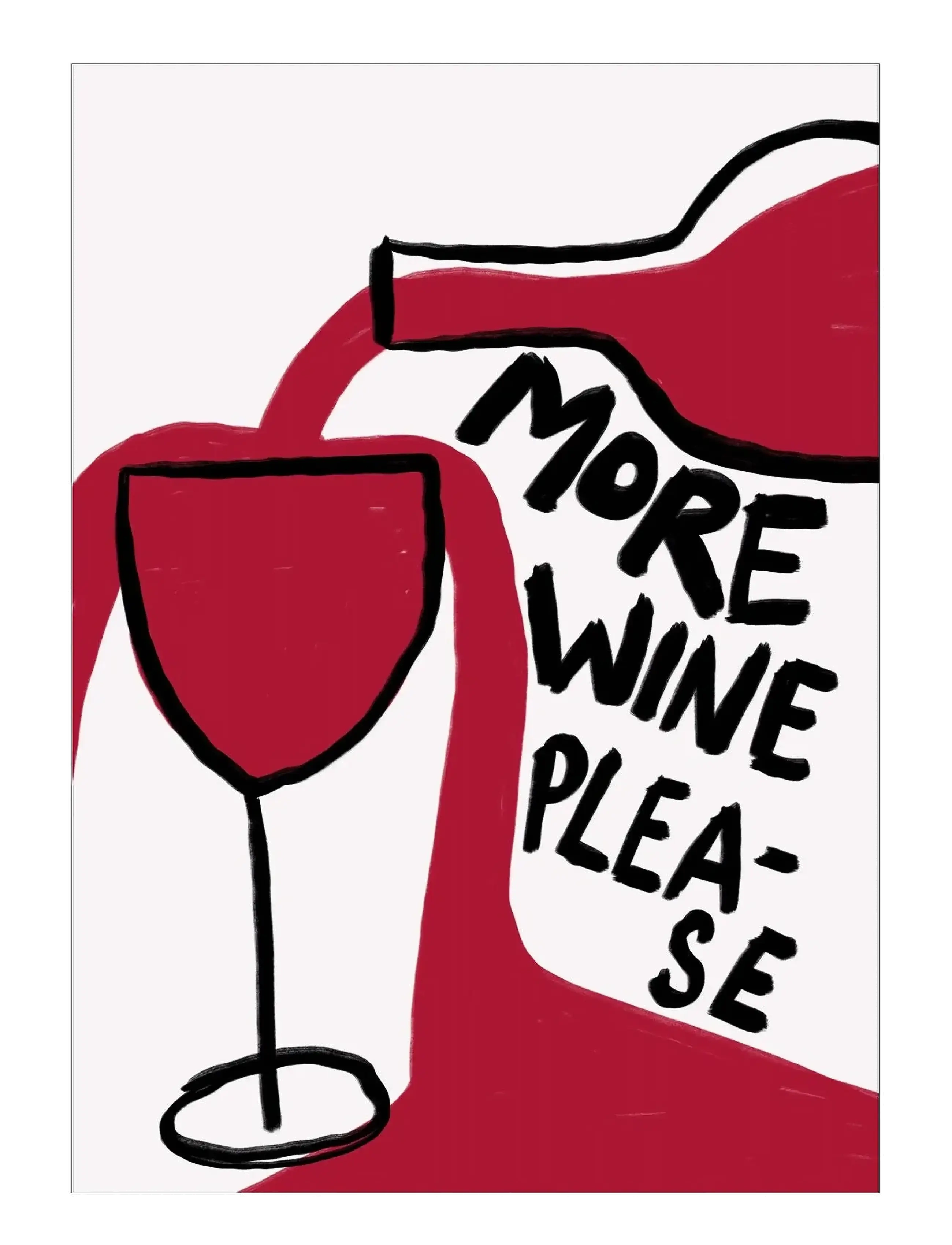 Poster & Frame Athene Fritsch More Wine Please, Illustrations, Rød, Str: 30X40CM