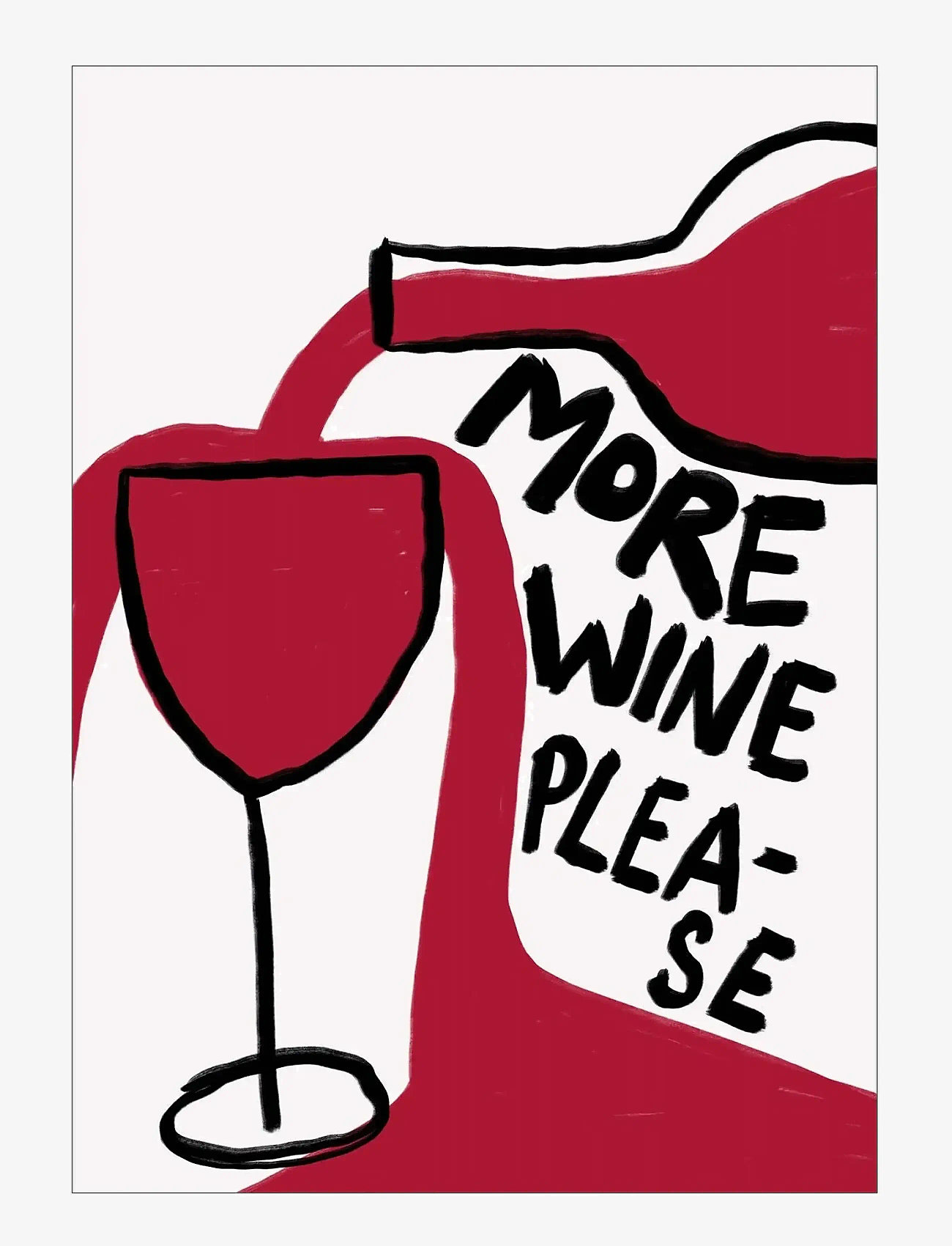 Poster & Frame - Athene Fritsch - More Wine Please - mat - red - 0