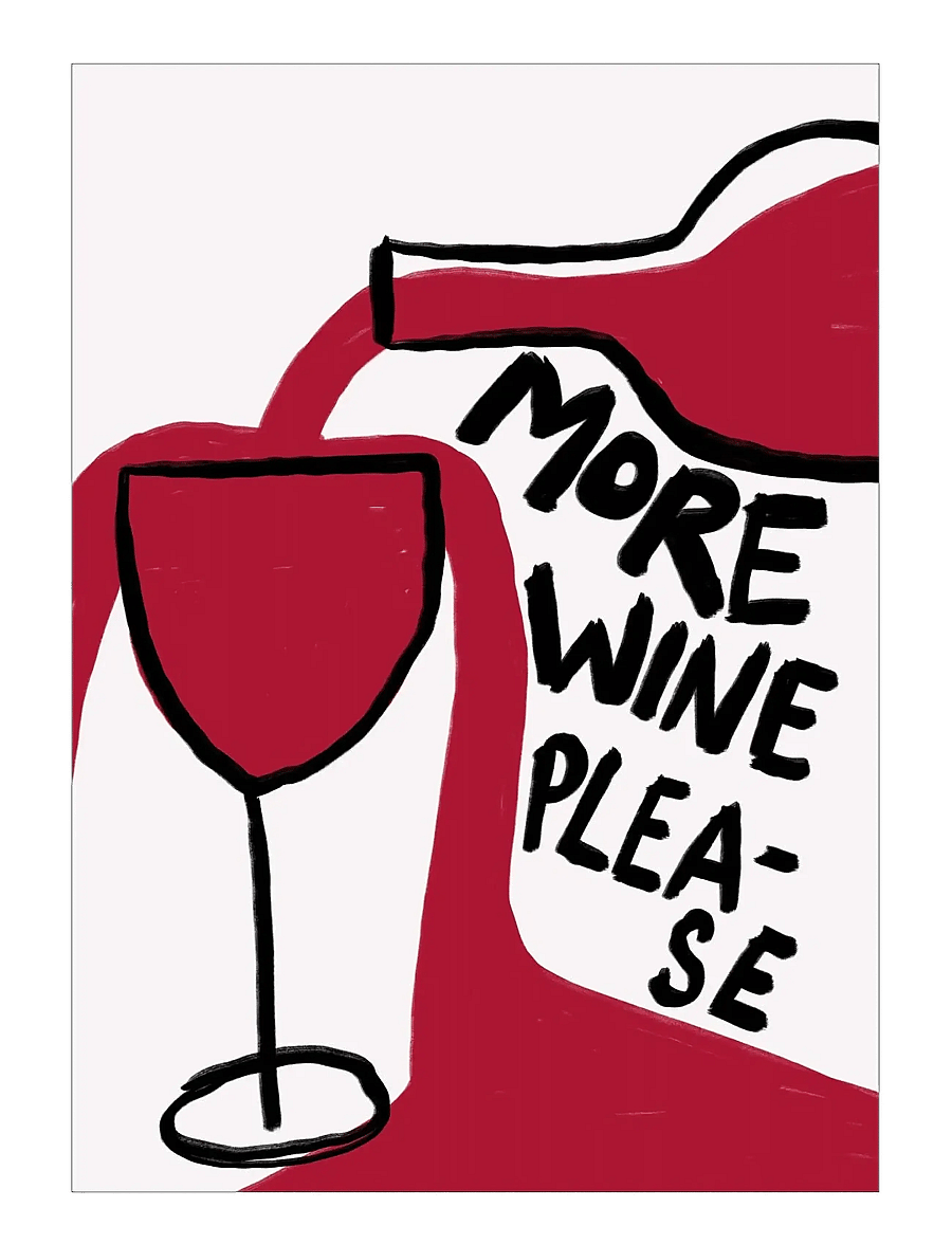 Poster & Frame - Athene Fritsch - More Wine Please - toit - red - 1