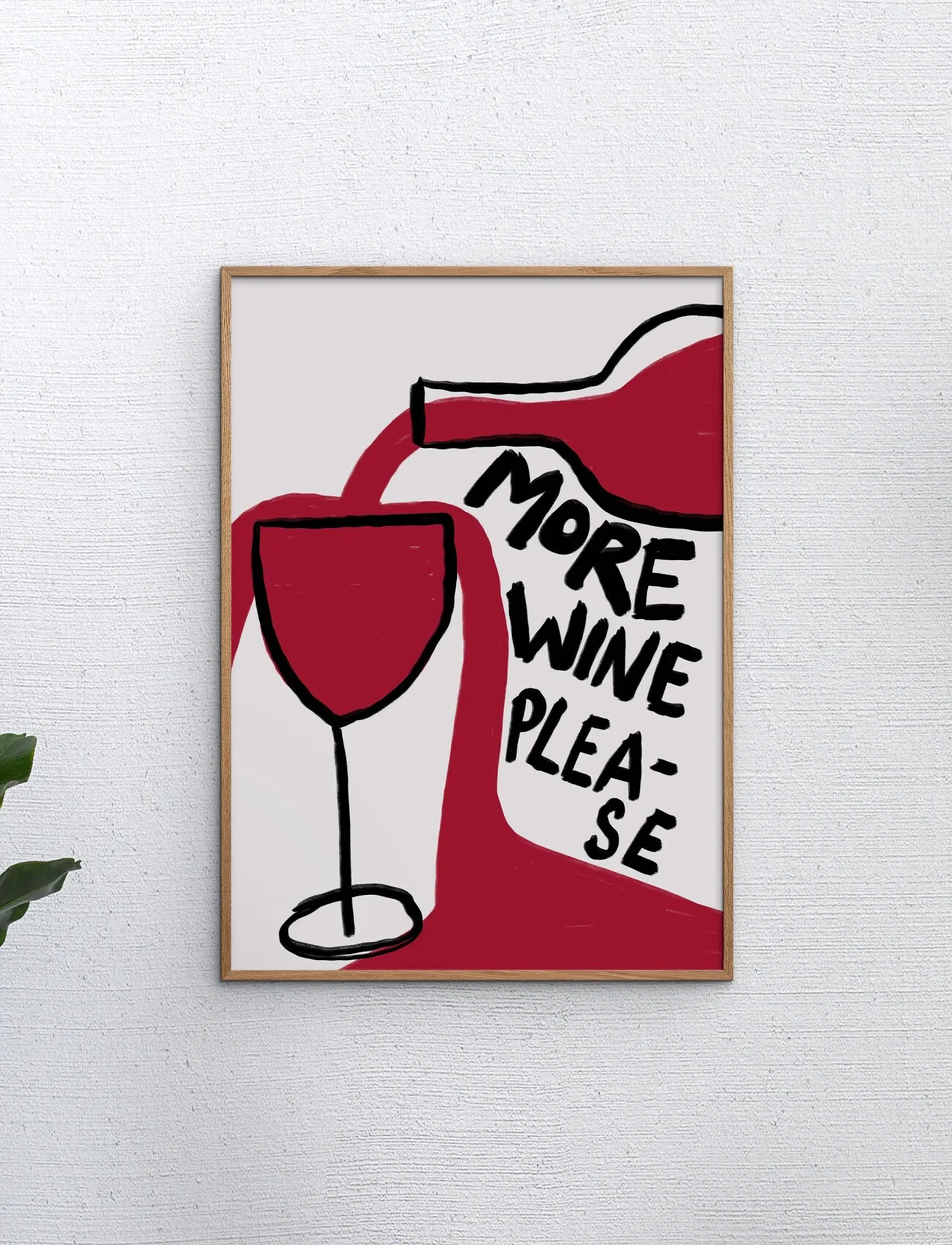 Poster & Frame Athene Fritsch More Wine Please, 70X100 cm, Posters, Rot - Illustrations, Homeware