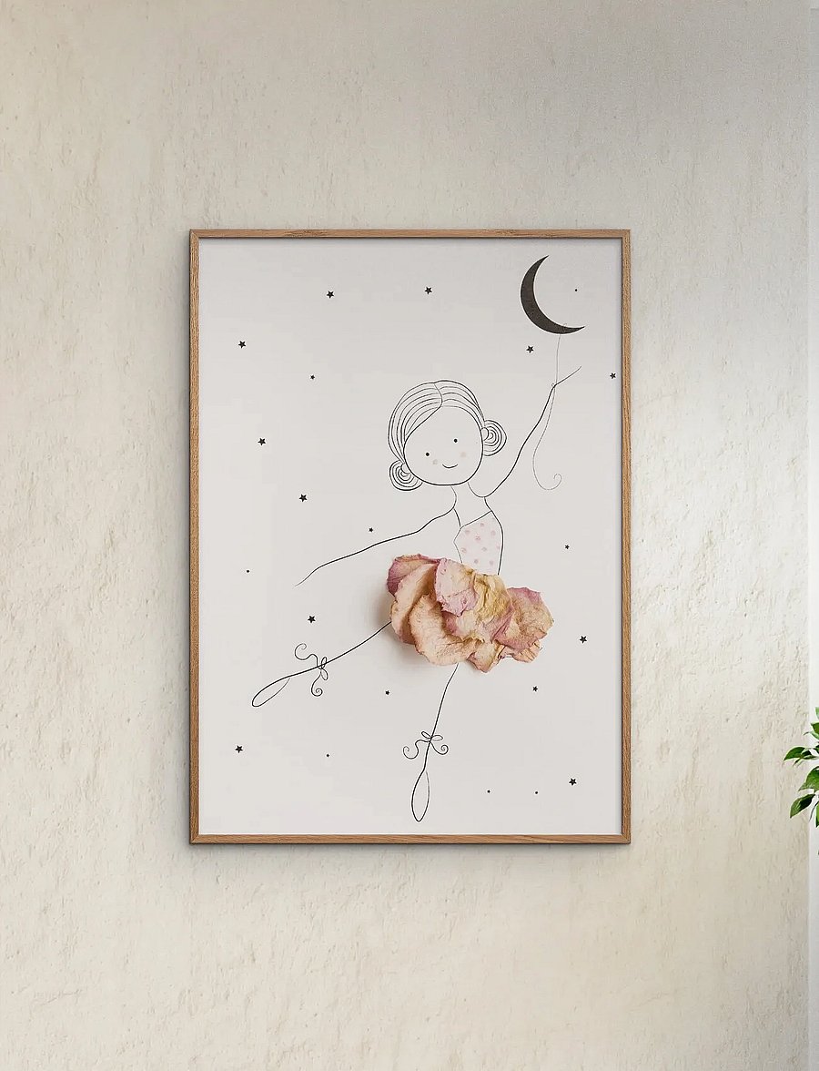 Poster & Frame - Mette Handberg - Ballerina Ella - eventyr - beige - 0