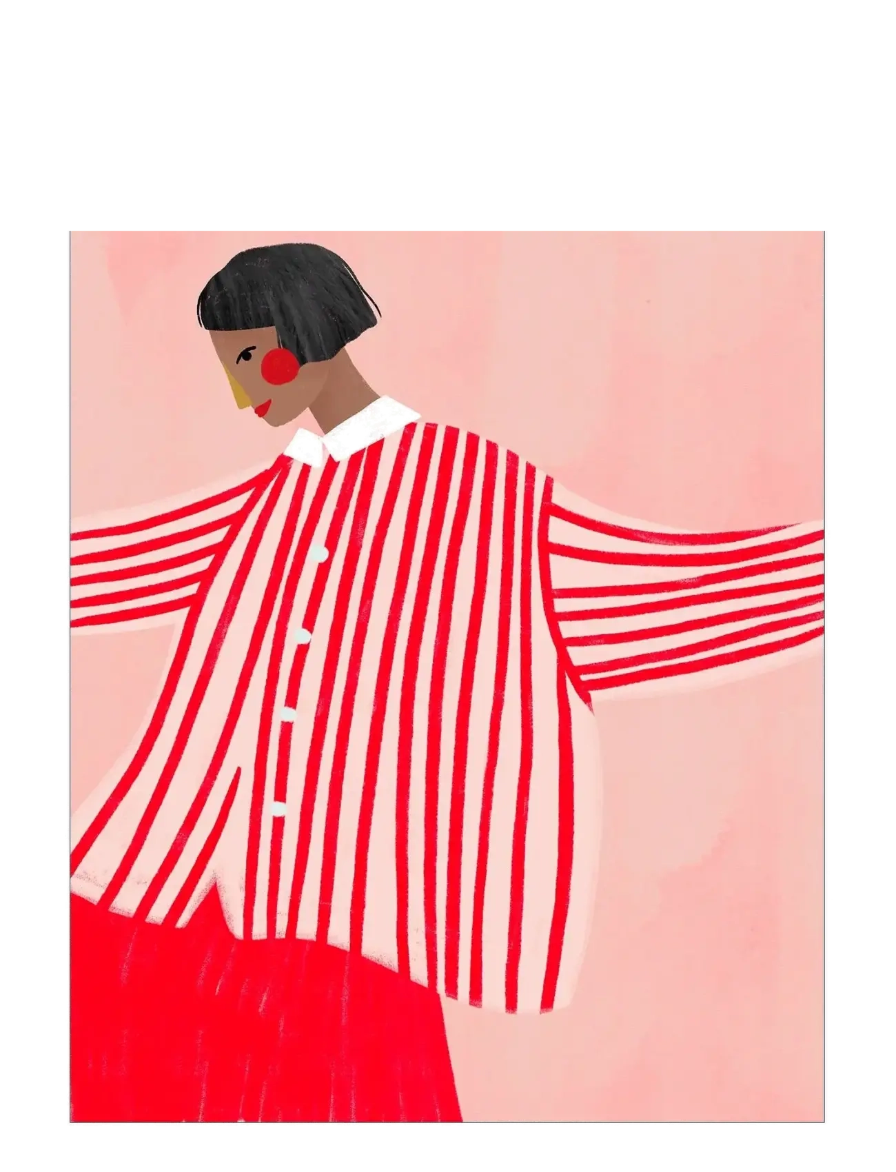 Poster & Frame Bea Muller The Woman With The Red Stripes, Illustrations, Pink, Str: 30X40CM