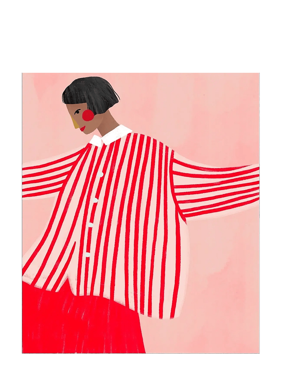 Poster & Frame - Bea Muller - The Woman With the Red Stripes - illustrationen - pink - 1