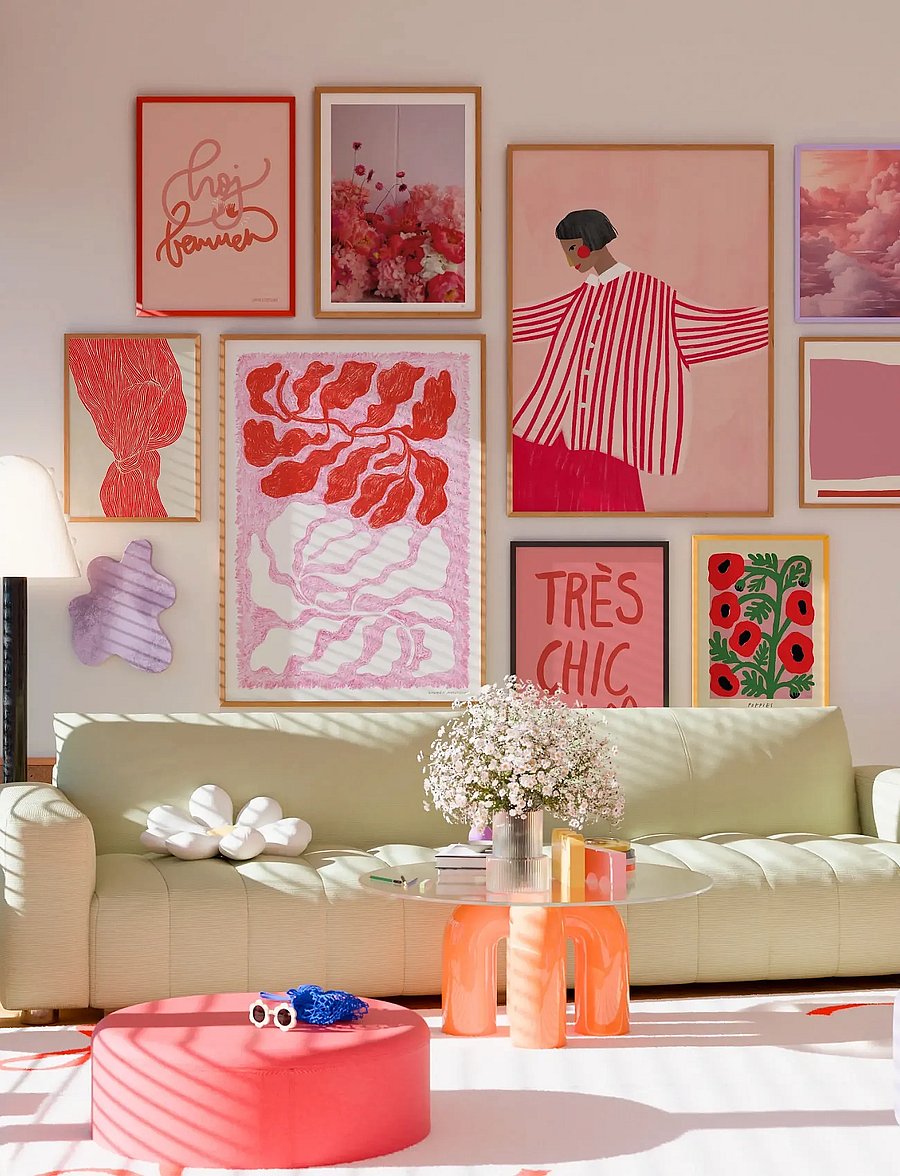 Poster & Frame - Bea Muller - The Woman With the Red Stripes - illustrationen - pink - 2