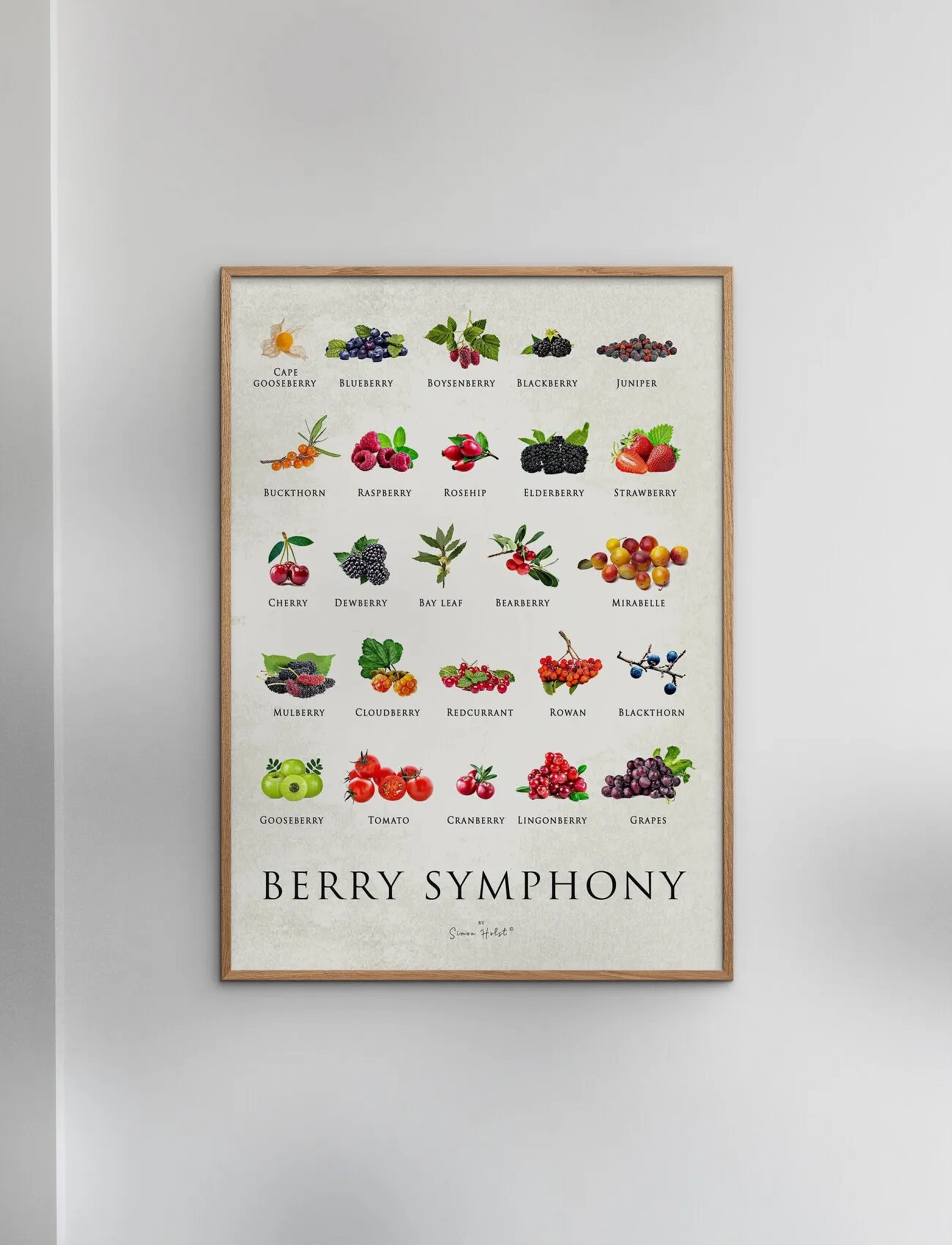 Poster & Frame Simon Holst Berry Symphony, 50X70 cm, Posters, Mehrfarbig/gemustert - Food, Homeware