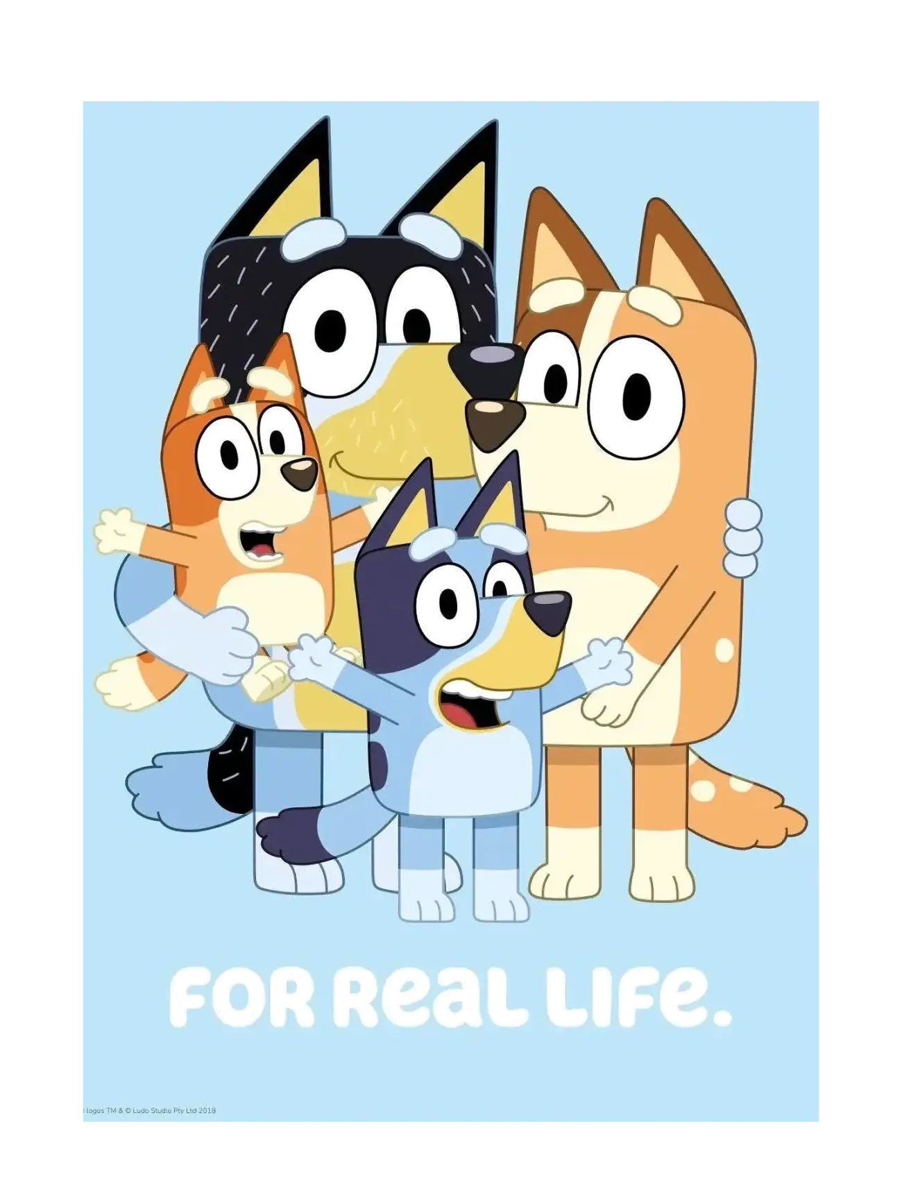 Poster & Frame Bluey Family For Real Life, 50X 70 cm, Posters Frames, Blau - Posters, Kinder