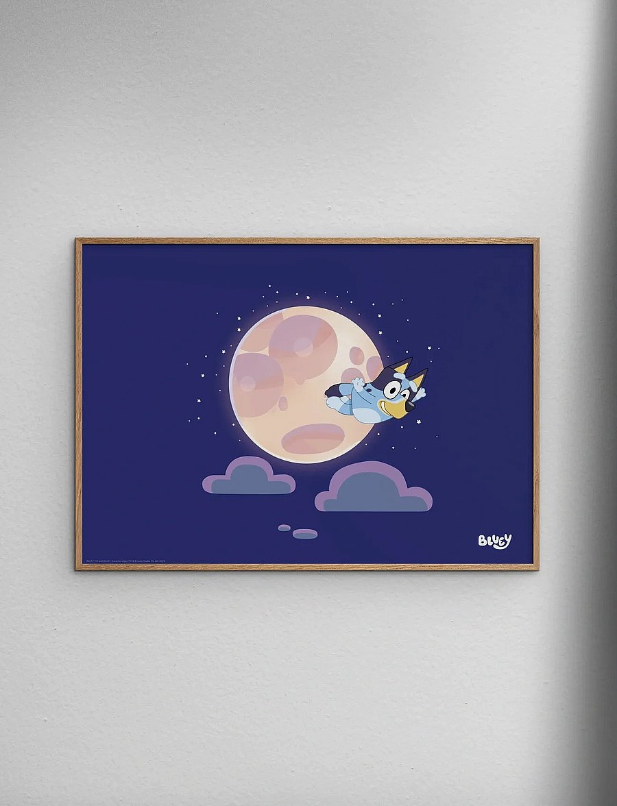 Poster & Frame - Bluey - Moon & Stars - tiere - blue - 0