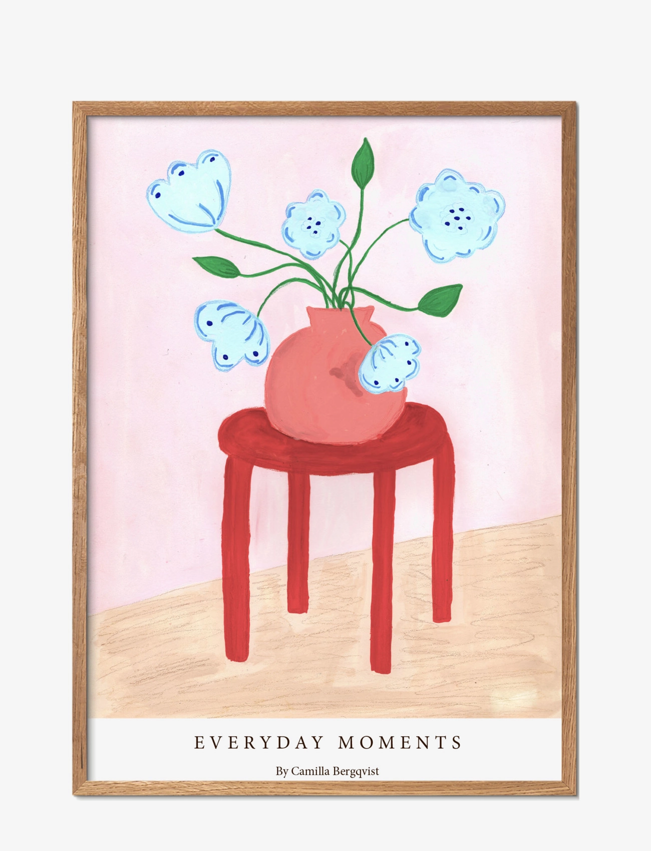 Poster & Frame Camilla Bergqvist Red Stool, Botanical, Multi/mønstret, Str: 70X100CM