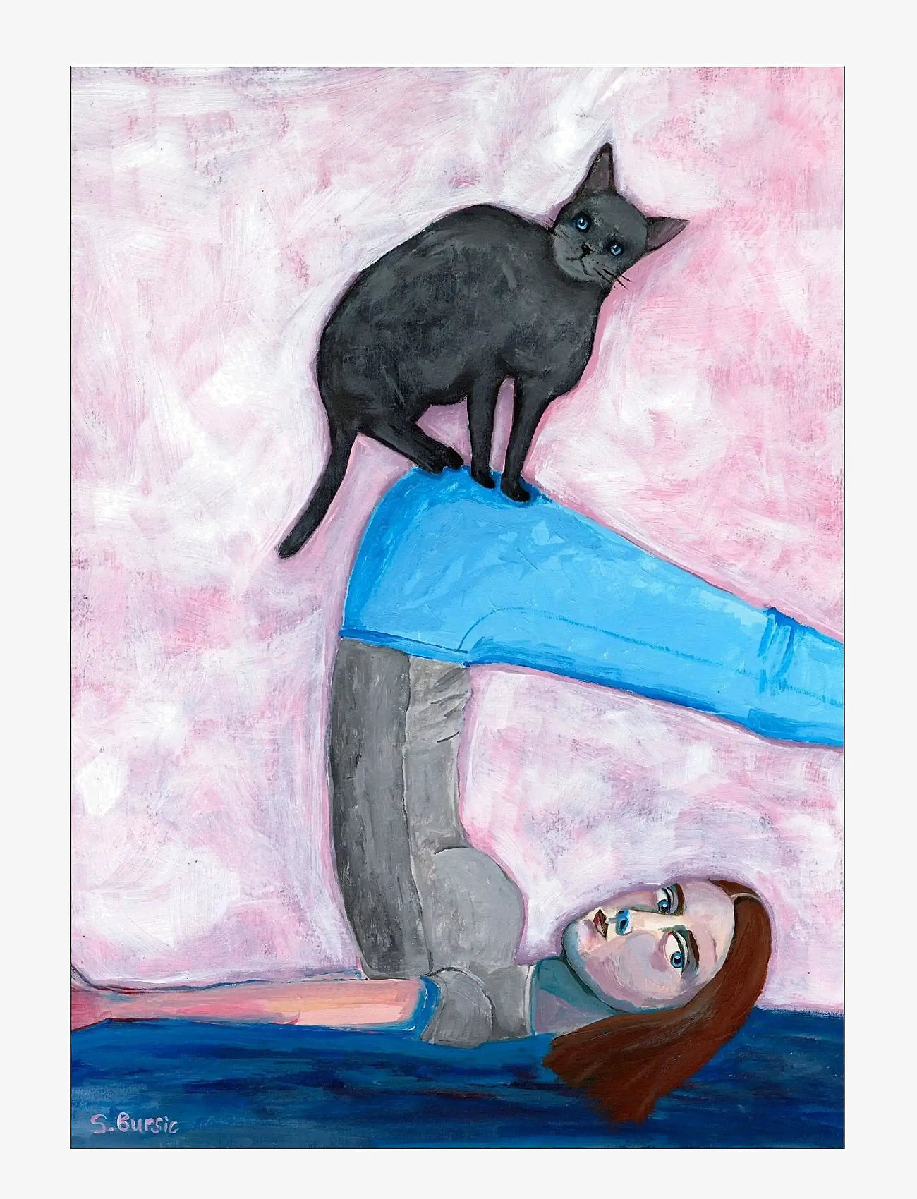 Poster & Frame - Sharyn Bursic - Yoga with my cat - illustrations - multi - 1
