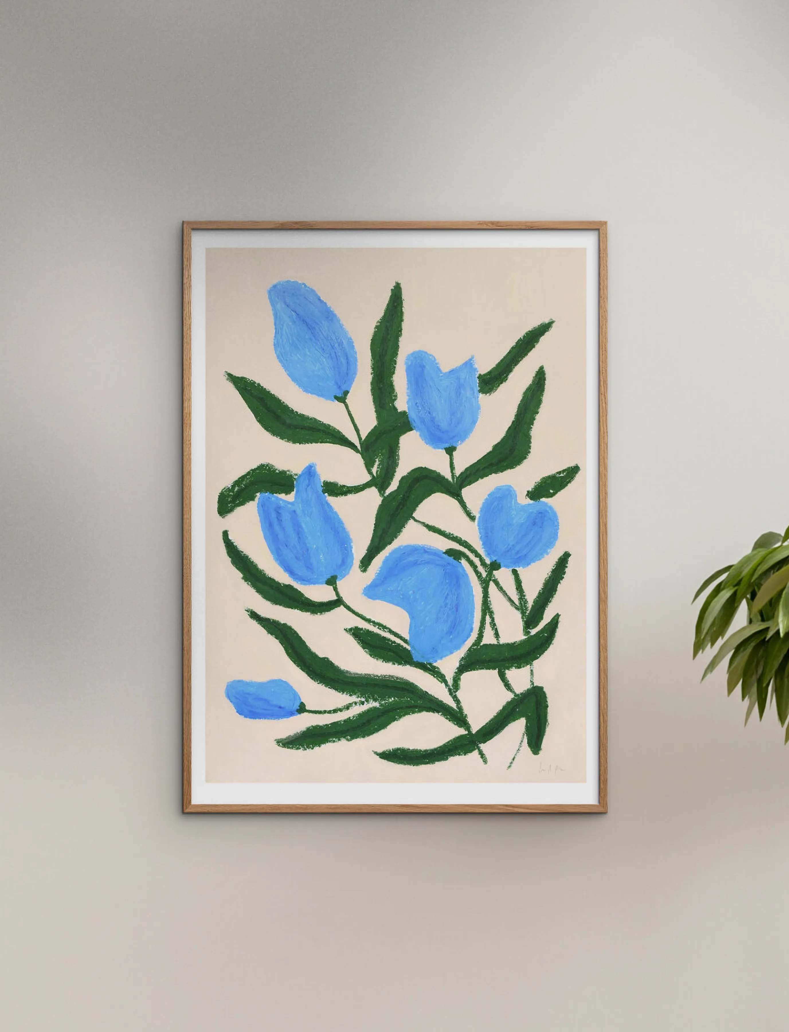 Poster & Frame Blue Tulips, A3, Posters, Mehrfarbig/gemustert - Illustrations, Homeware