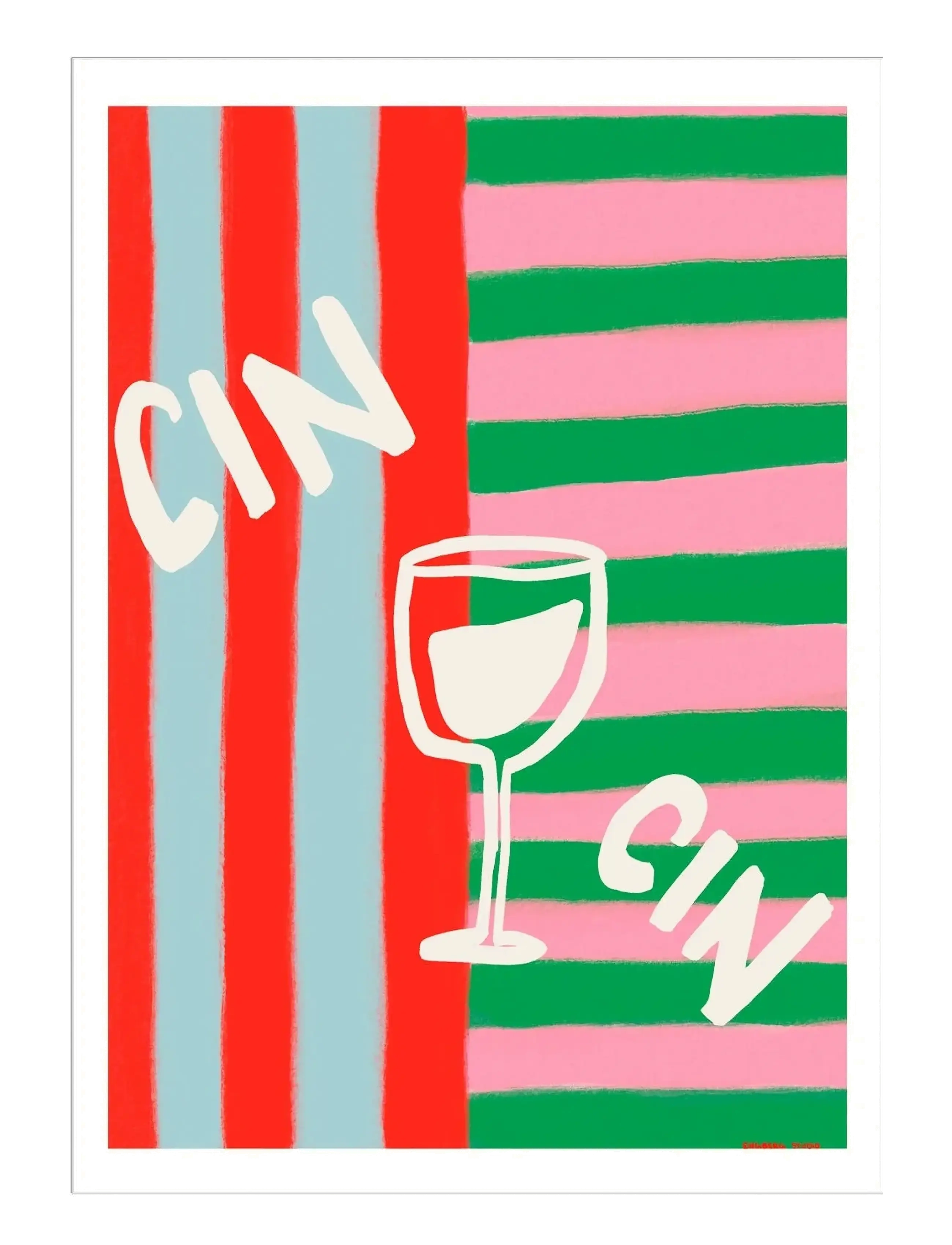 Poster & Frame Engberg Studio Cin Cin, Illustrations, Multi/mønstret, Str: 30X40CM